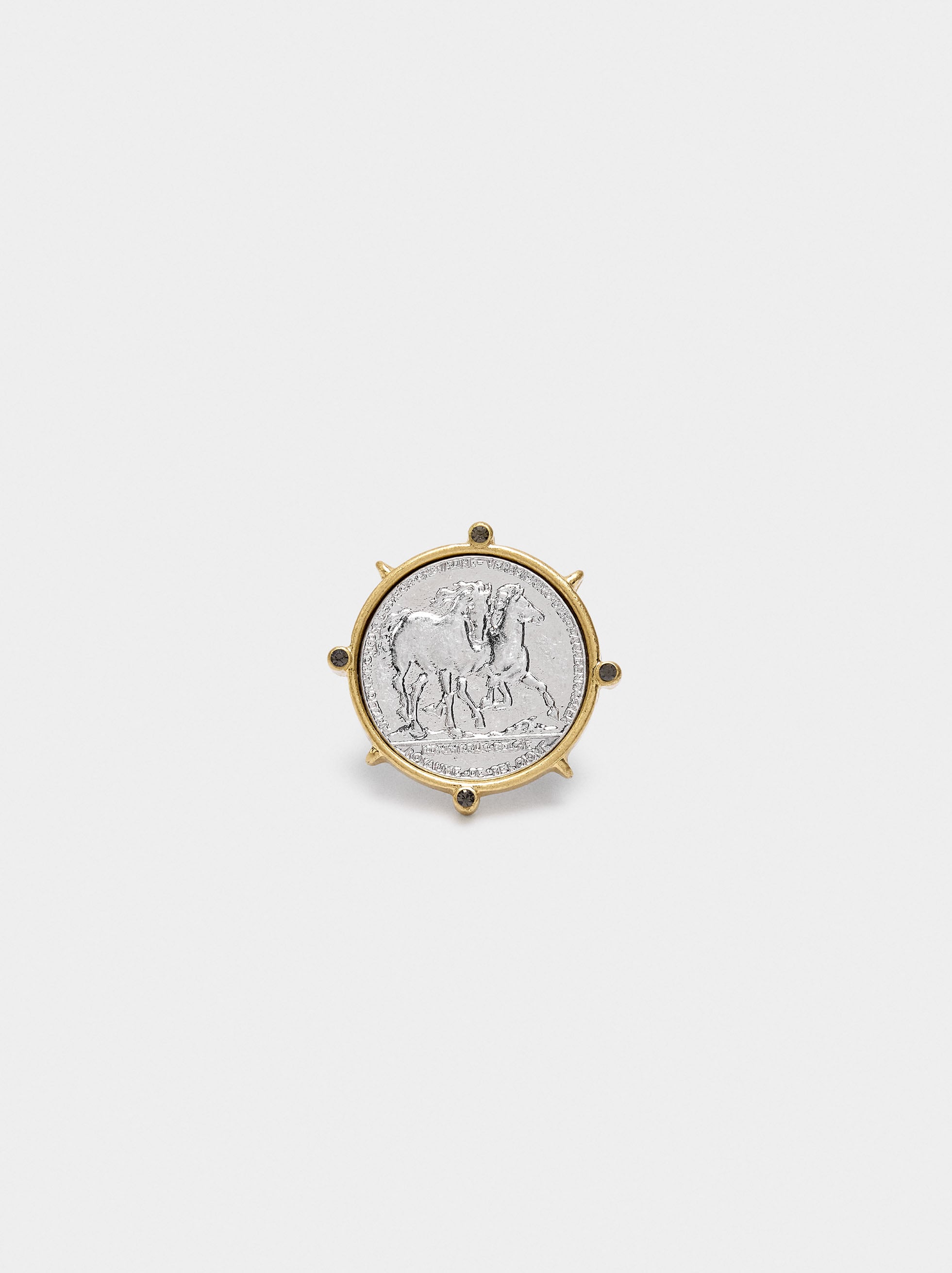 Anillo Con Moneda Bicolor