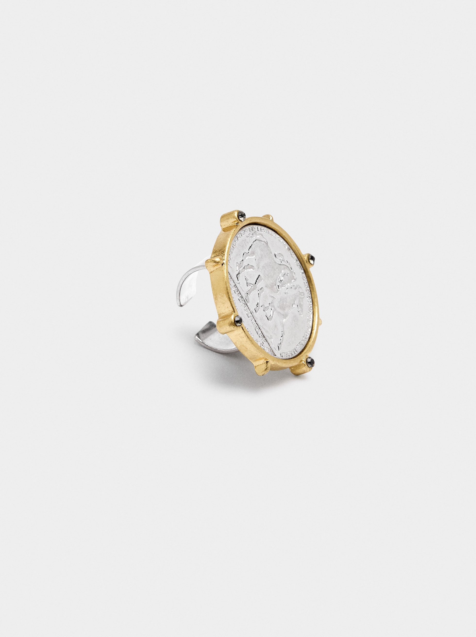 Anillo Con Moneda Bicolor