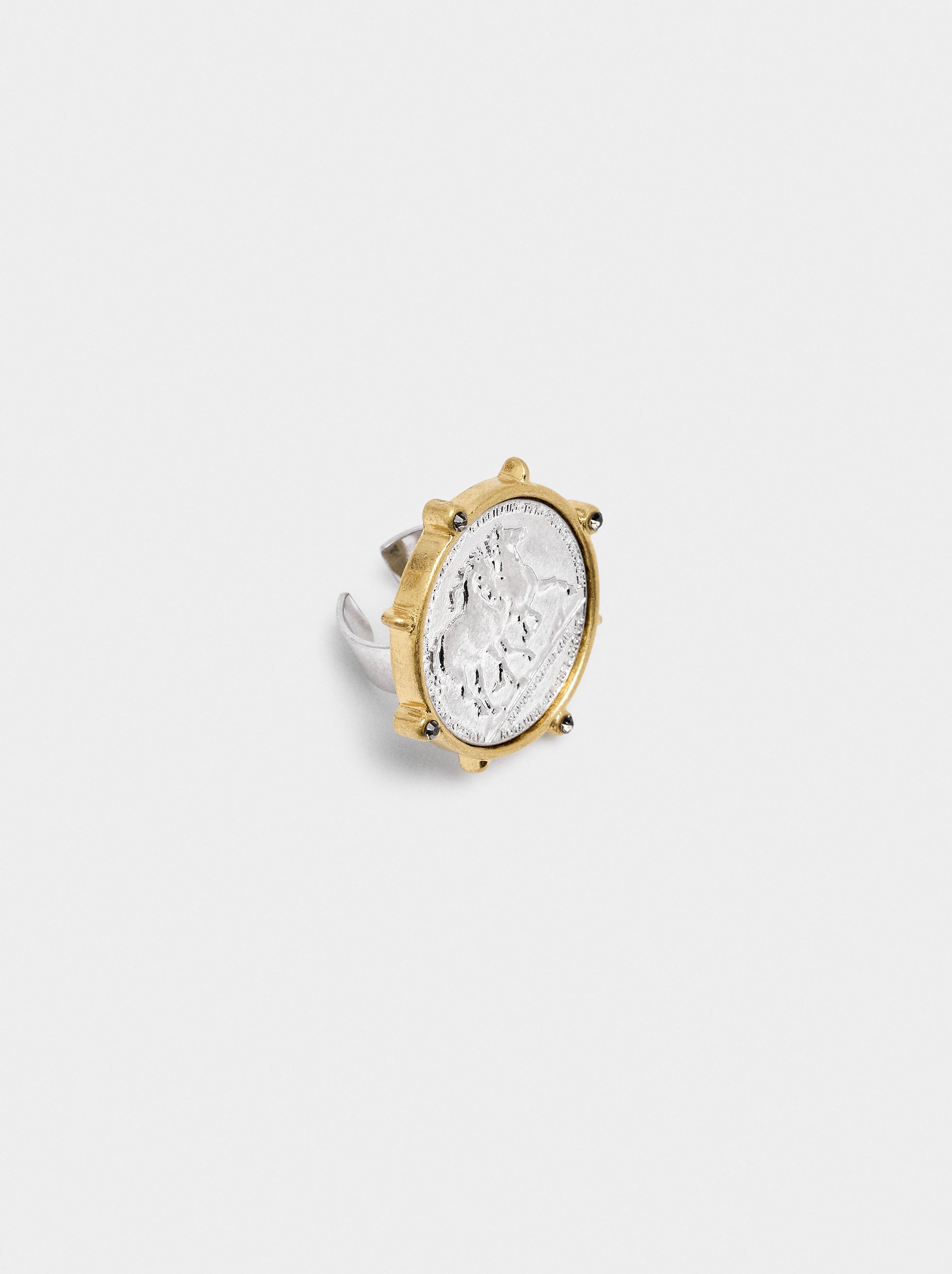 Anillo Con Moneda Bicolor
