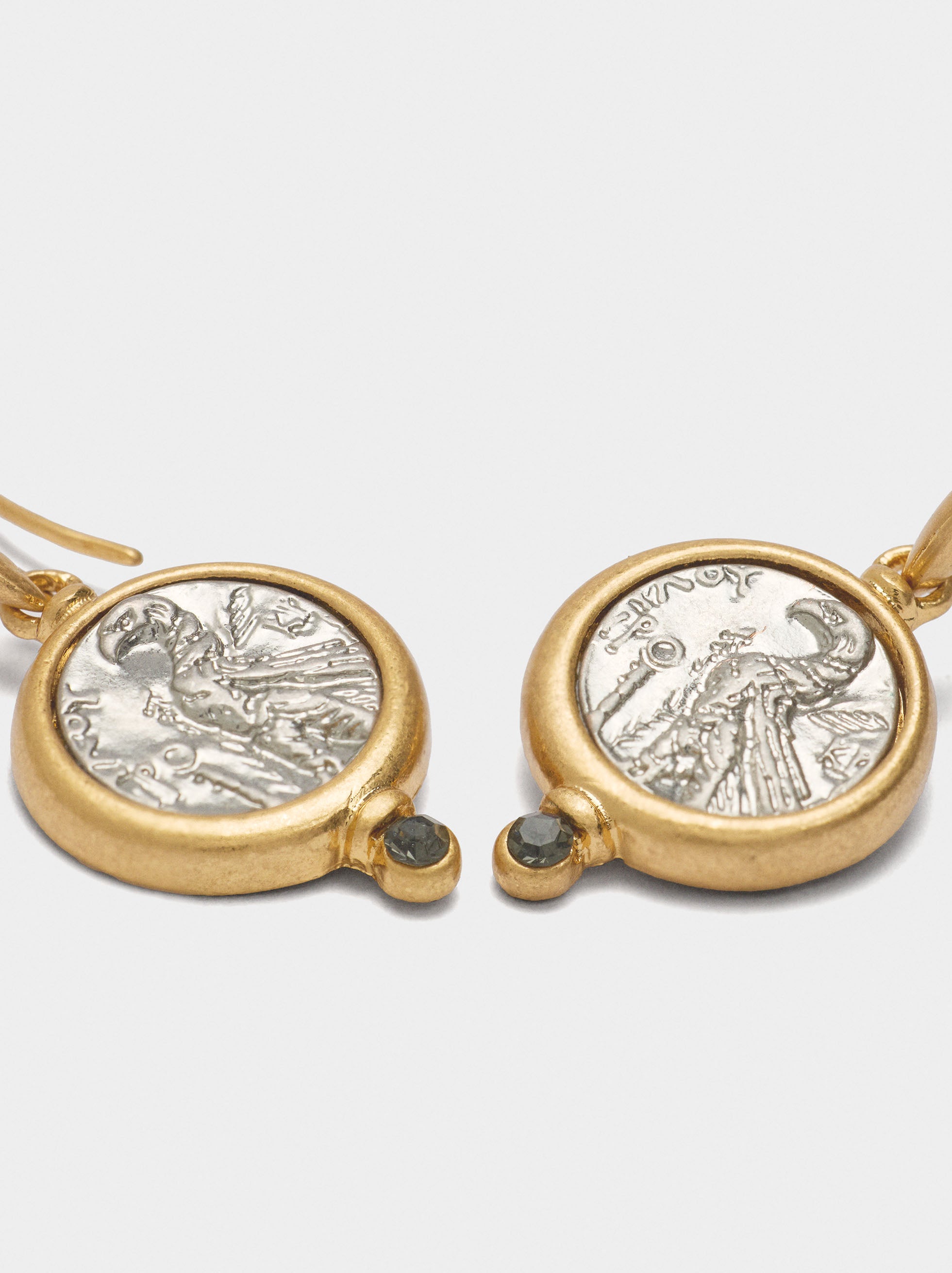Pendientes De Monedas Bicolor Con Cristal