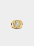 Anillo Bicolor Con Moneda Y Cristal