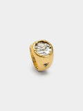 Anillo Bicolor Con Moneda Y Cristal