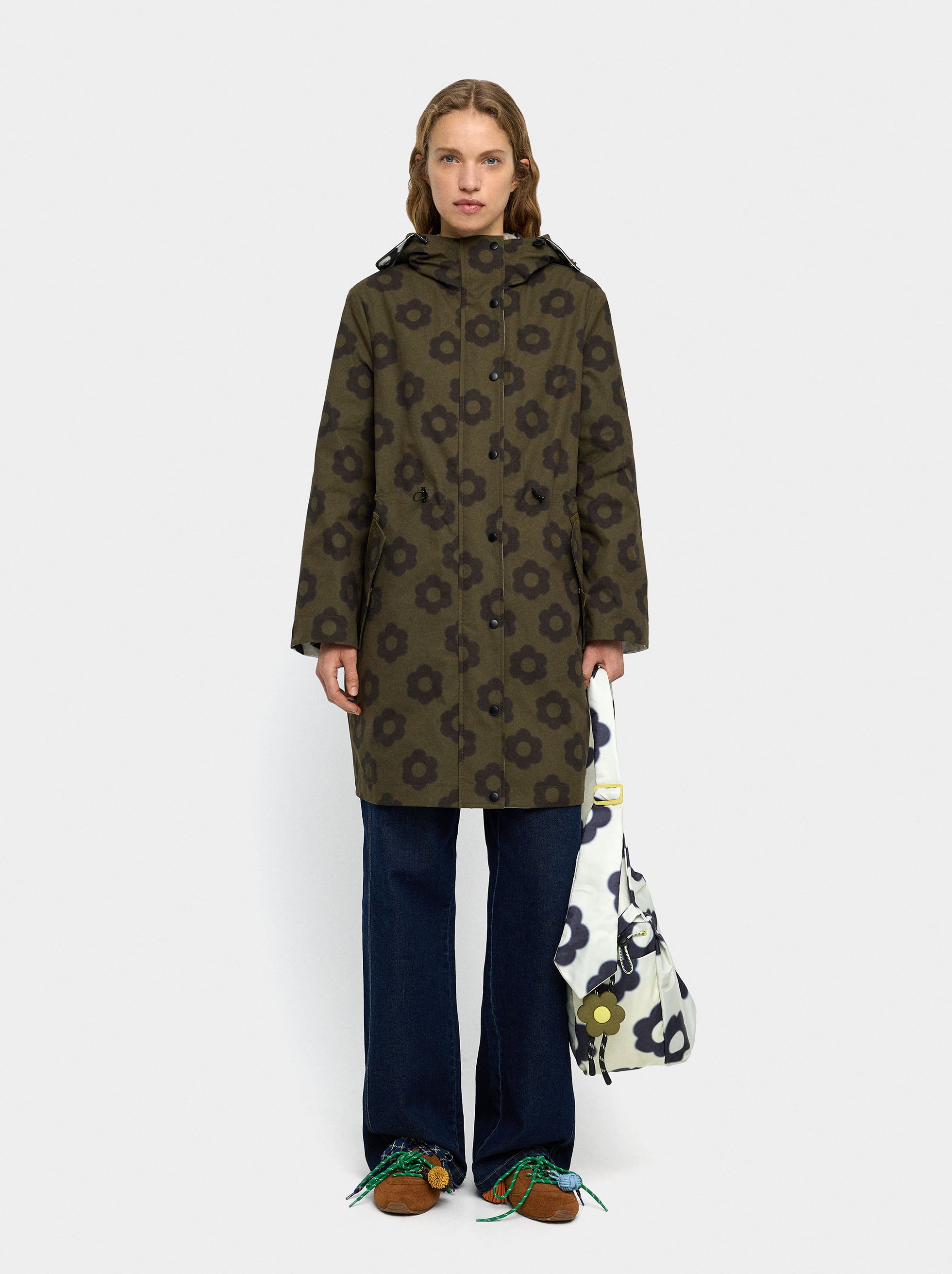 Parka Estampada Reversible Con Capucha