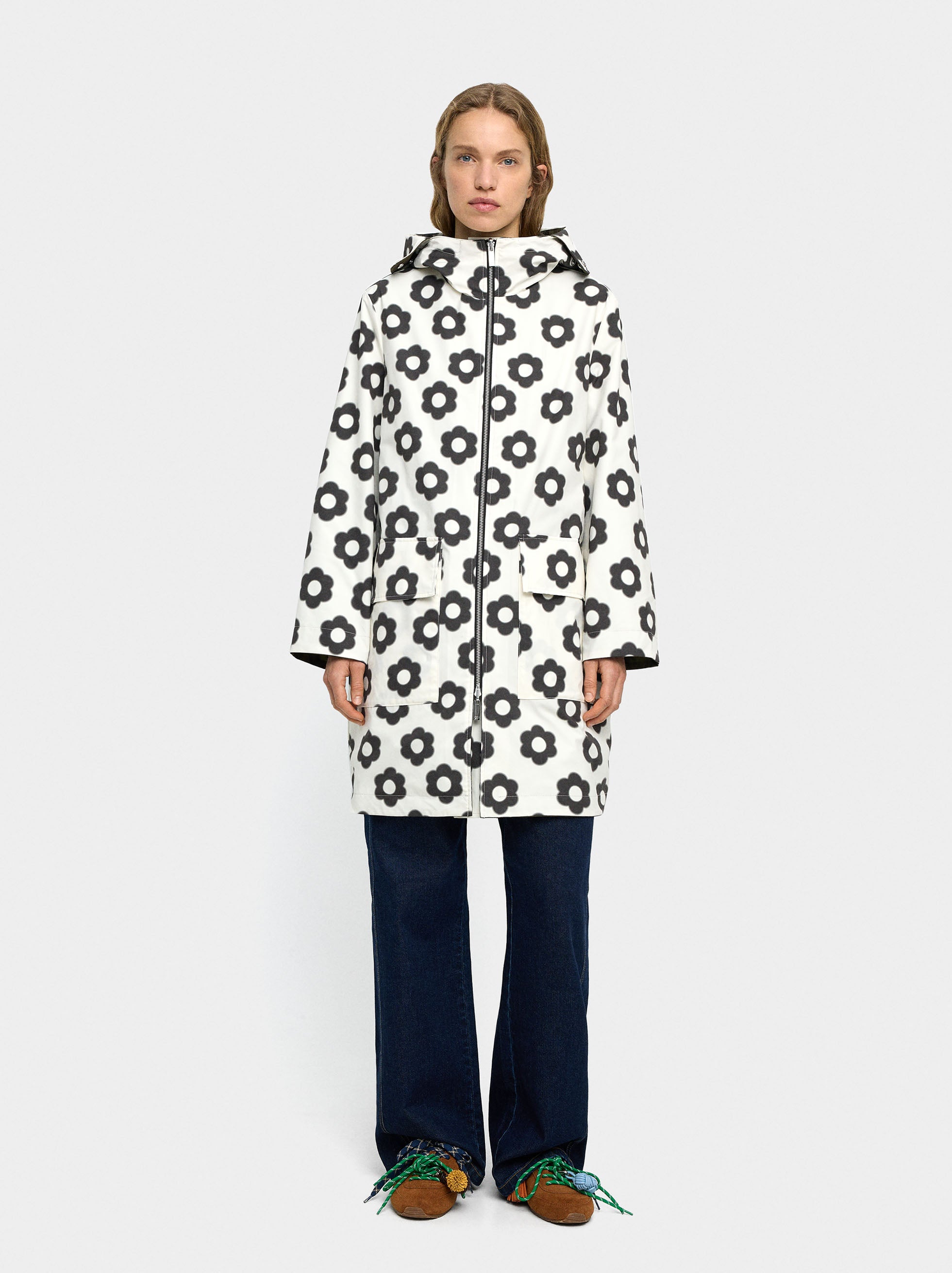 Parka Estampada Reversible Con Capucha