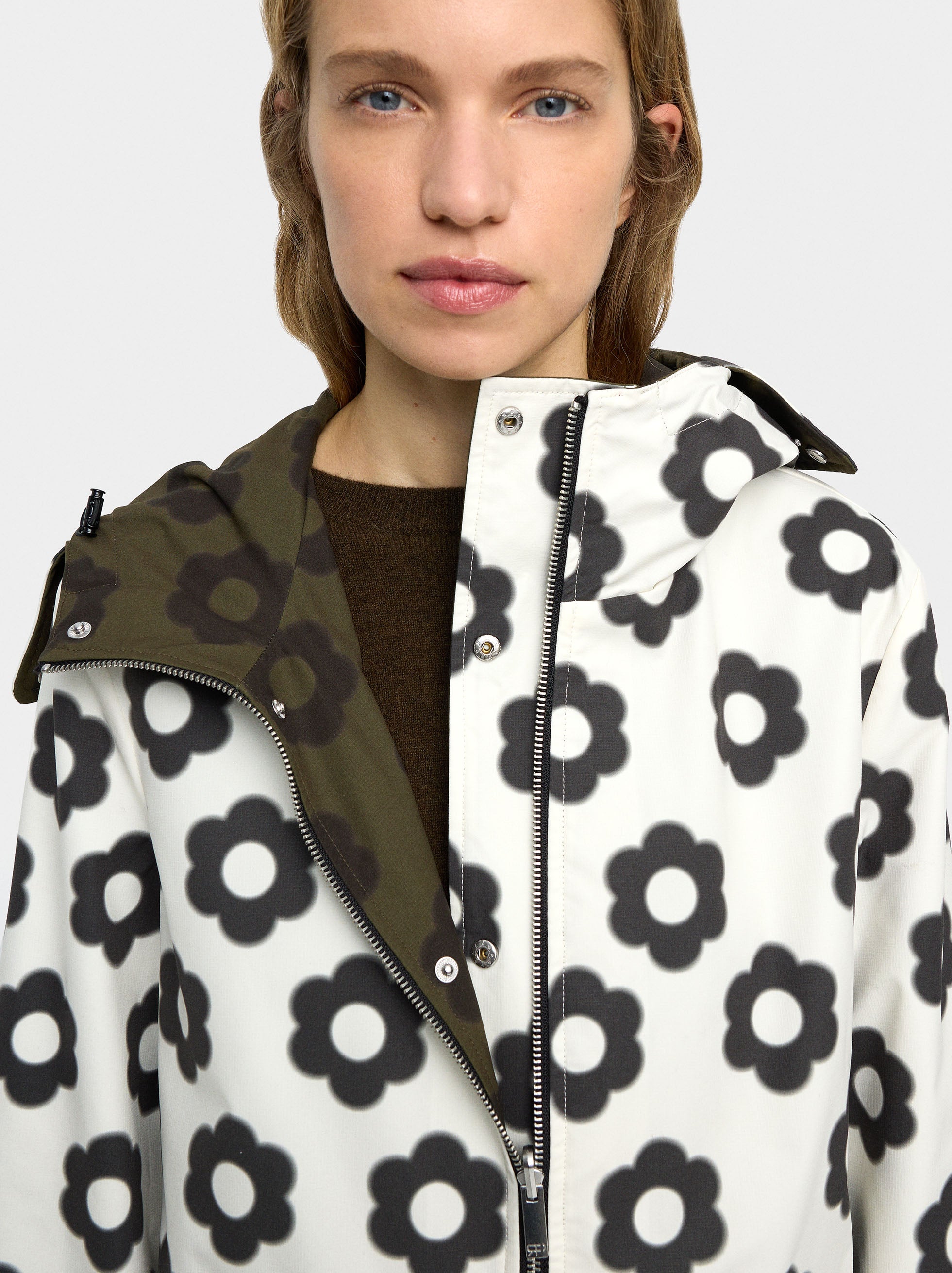 Parka Estampada Reversible Con Capucha
