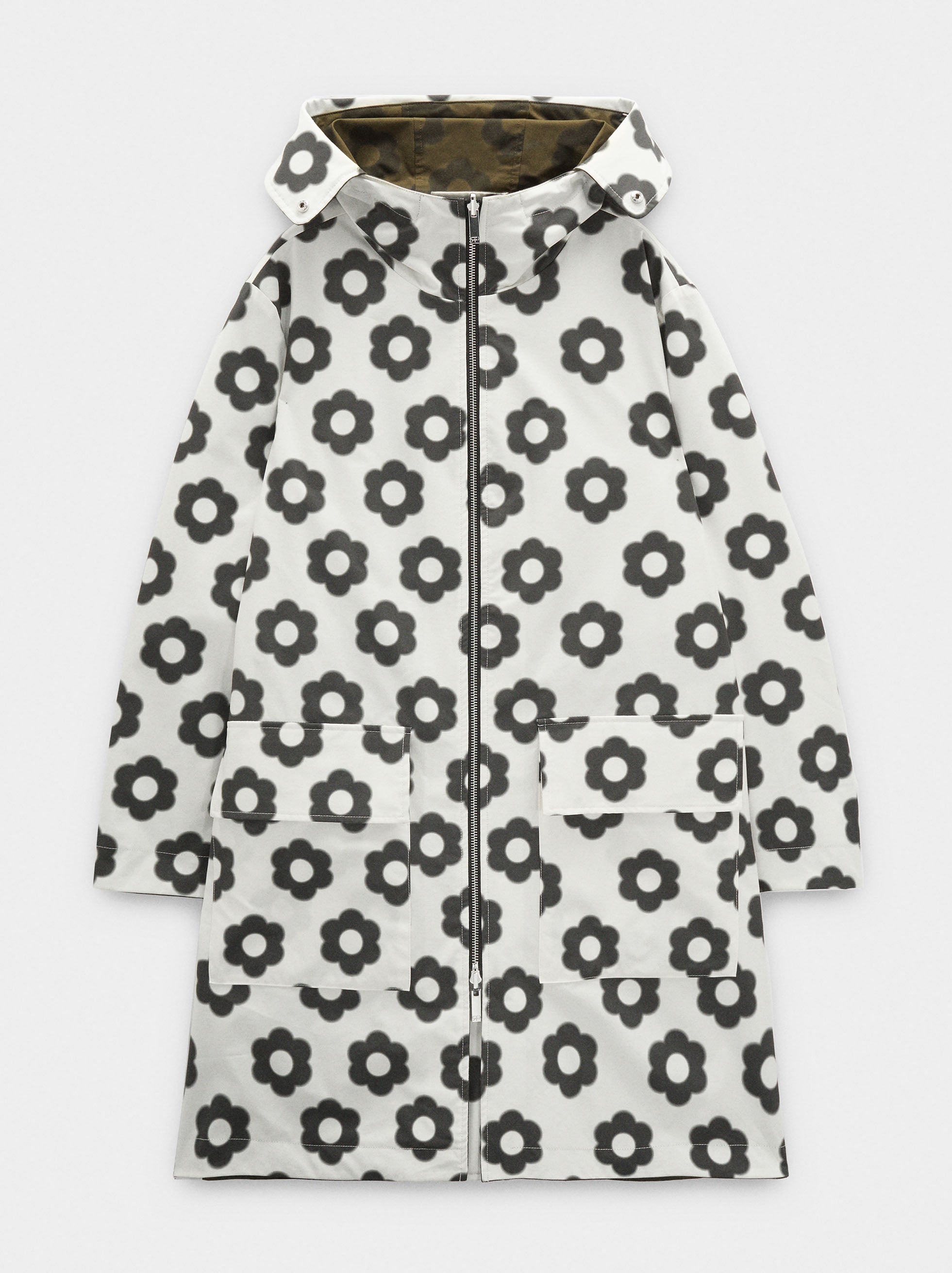 Parka Estampada Reversible Con Capucha