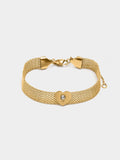 Pulsera Malla Metálica Con Corazón - Acero Inoxidable