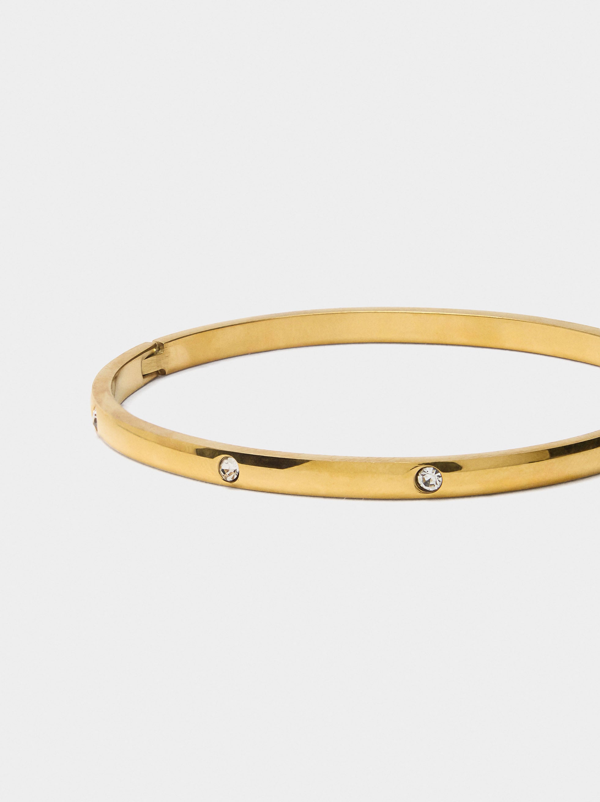 Pulsera Rígida Con Cristales - Acero Inoxidable