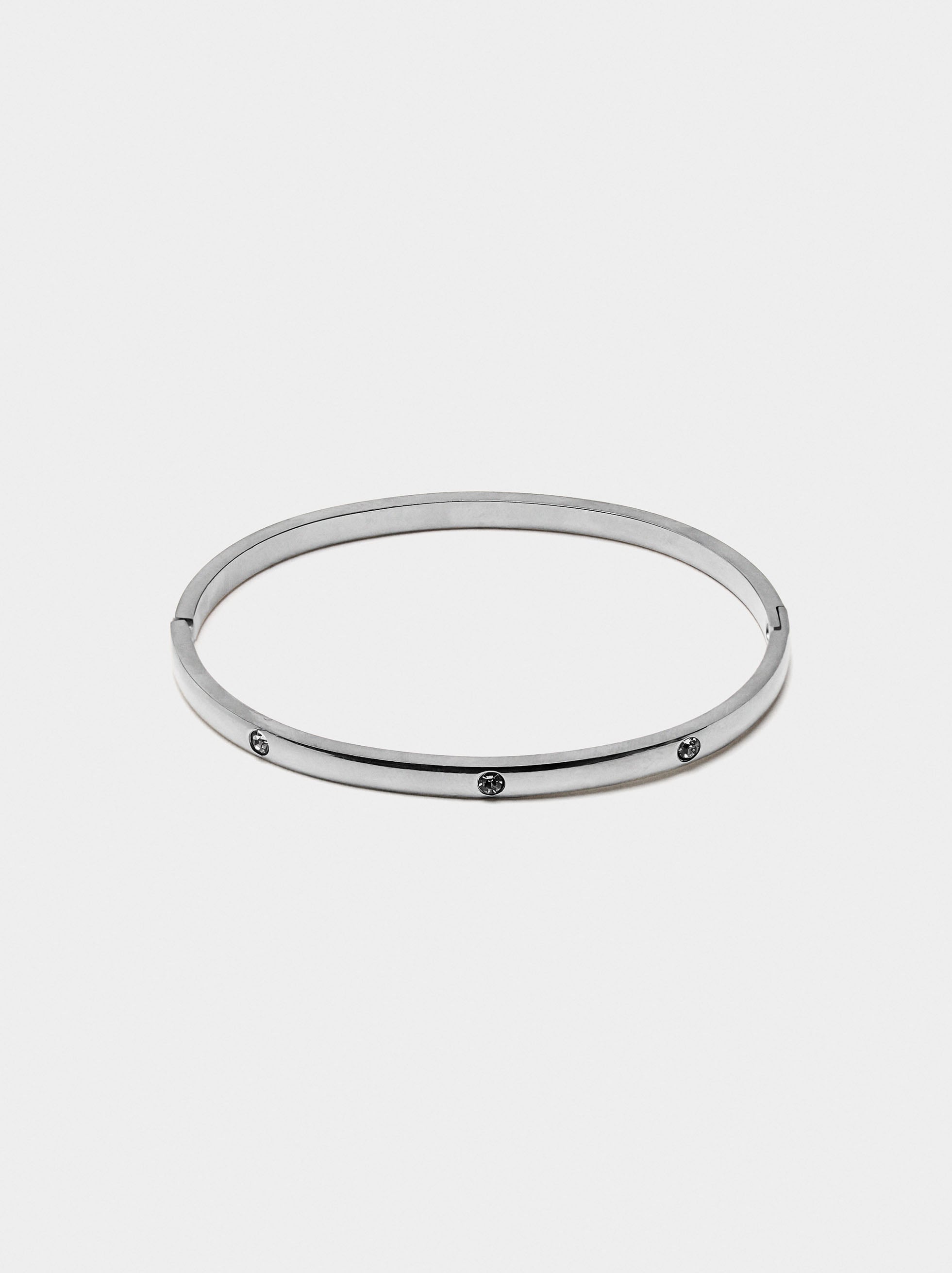 Pulsera Rígida Con Cristales - Acero Inoxidable