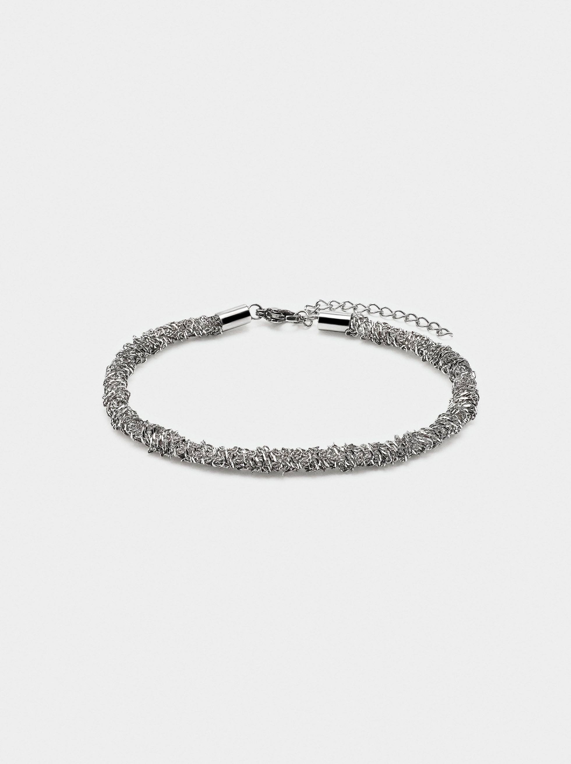 Pulsera Tubular Con Eslabones Entrelazados - Acero Inoxidable