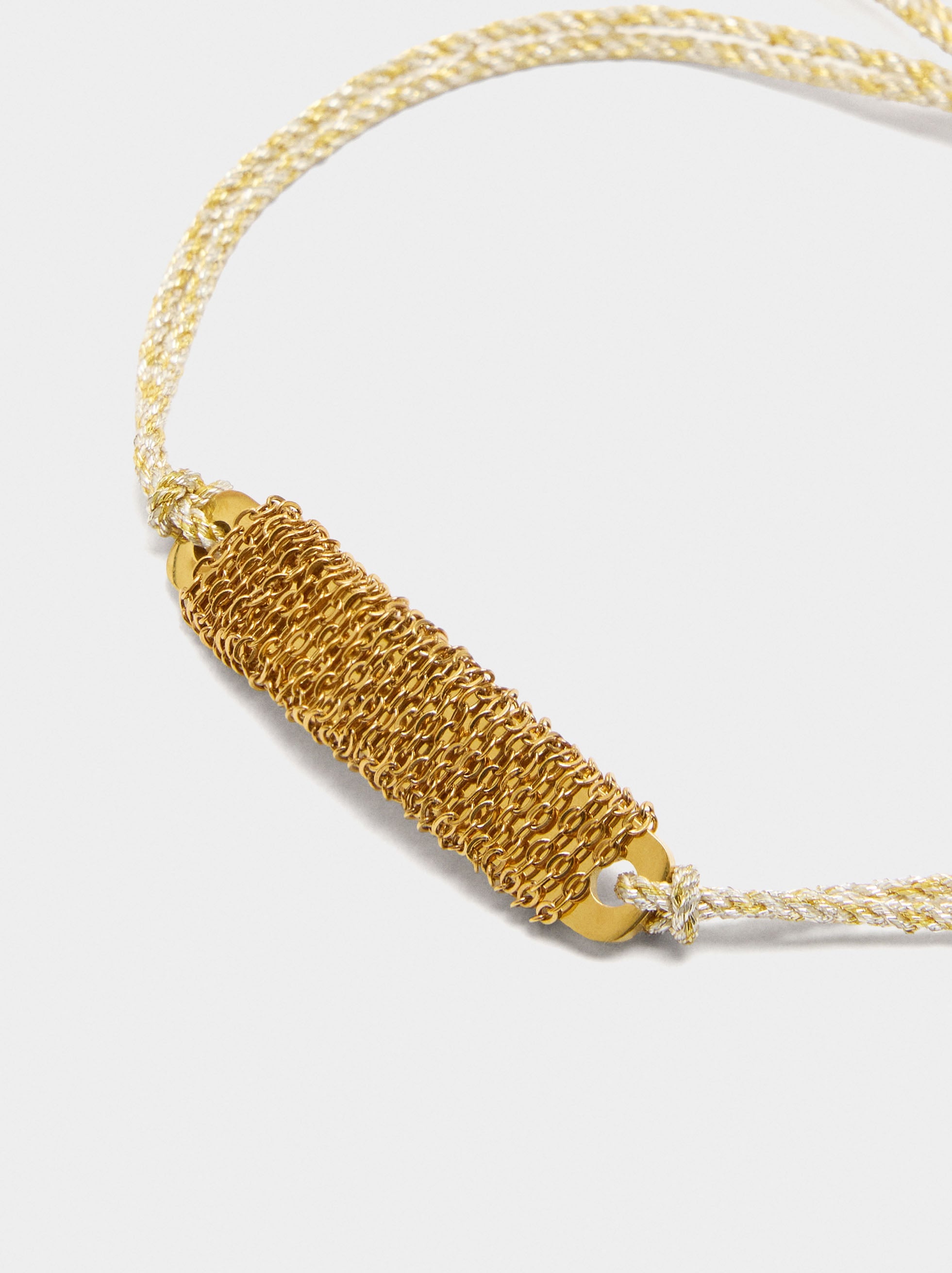 Pulsera Ajustable Placa Con Cadenas
