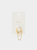 Argolla Individual Con Cadenas Y Cristales - Acero Inoxidable