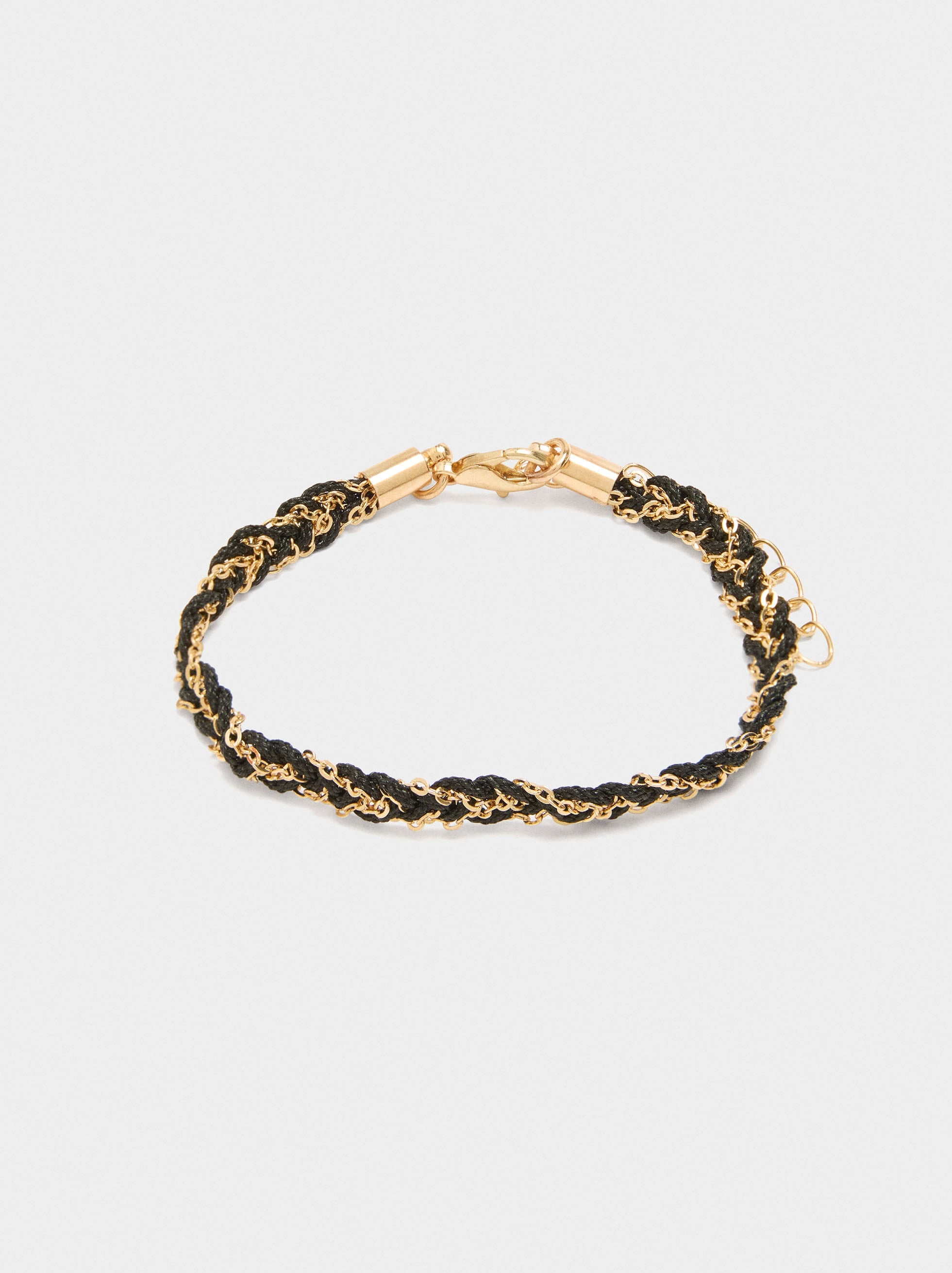 Pulsera Entrelazada Con Eslabones Y Cordón