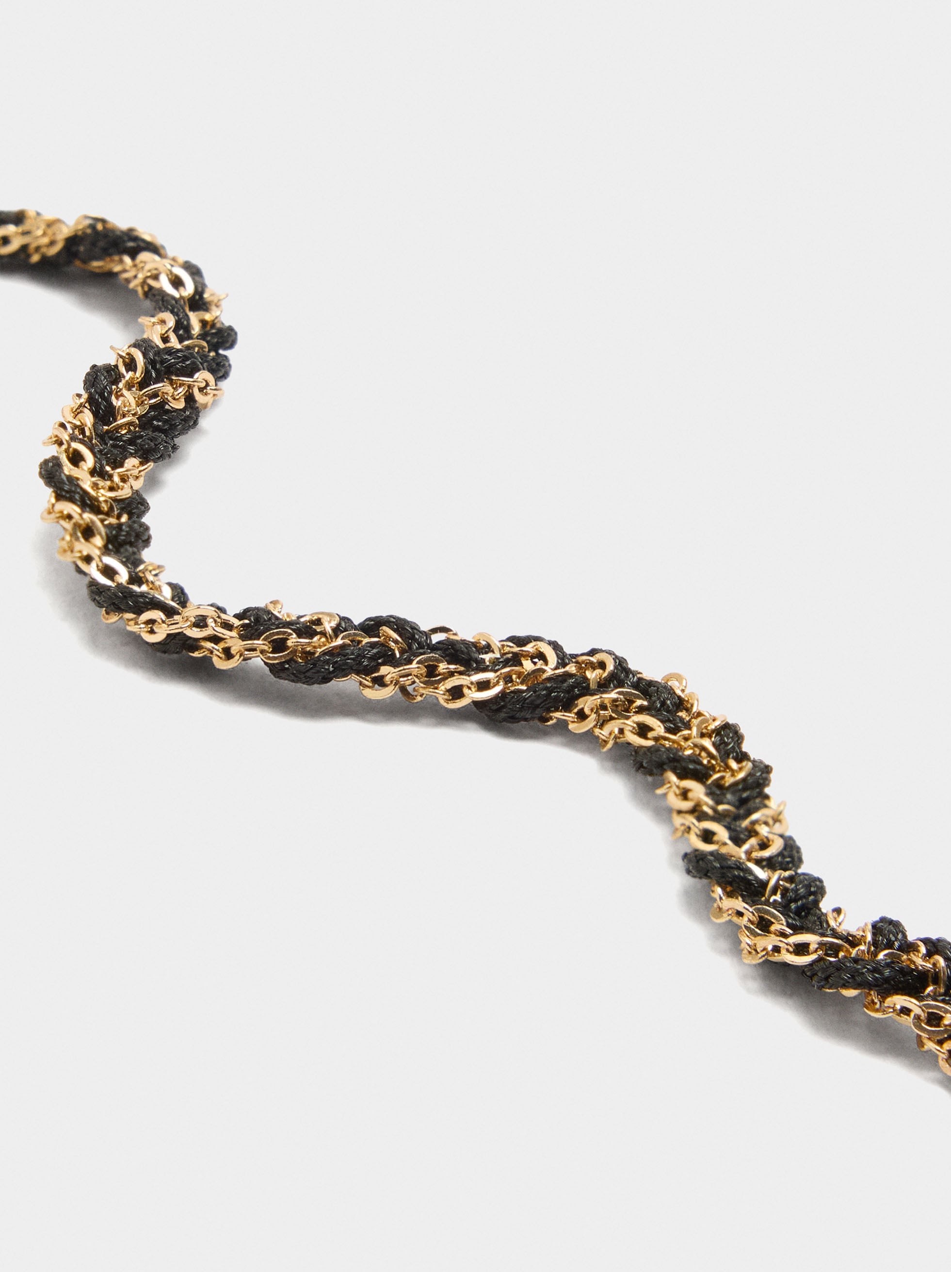 Pulsera Entrelazada Con Eslabones Y Cordón