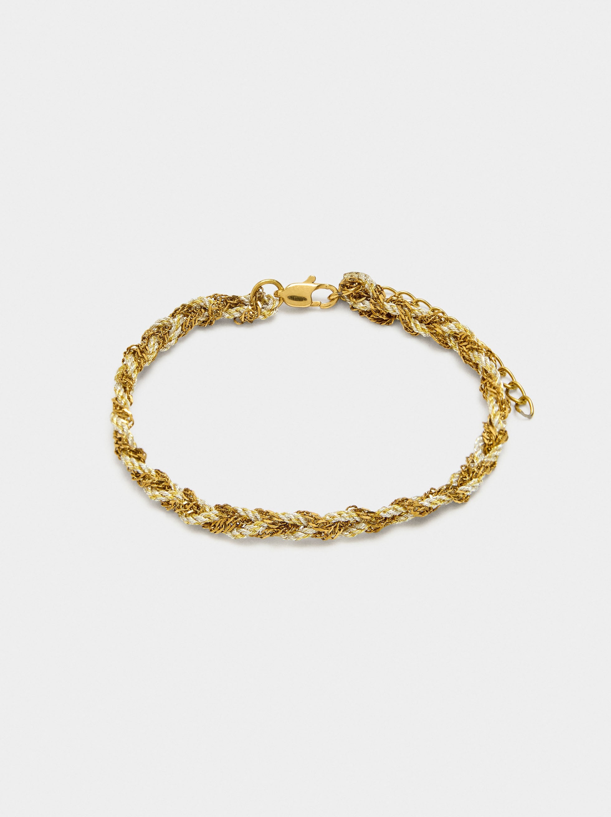 Pulsera Entrelazada Con Eslabones Y Cordón