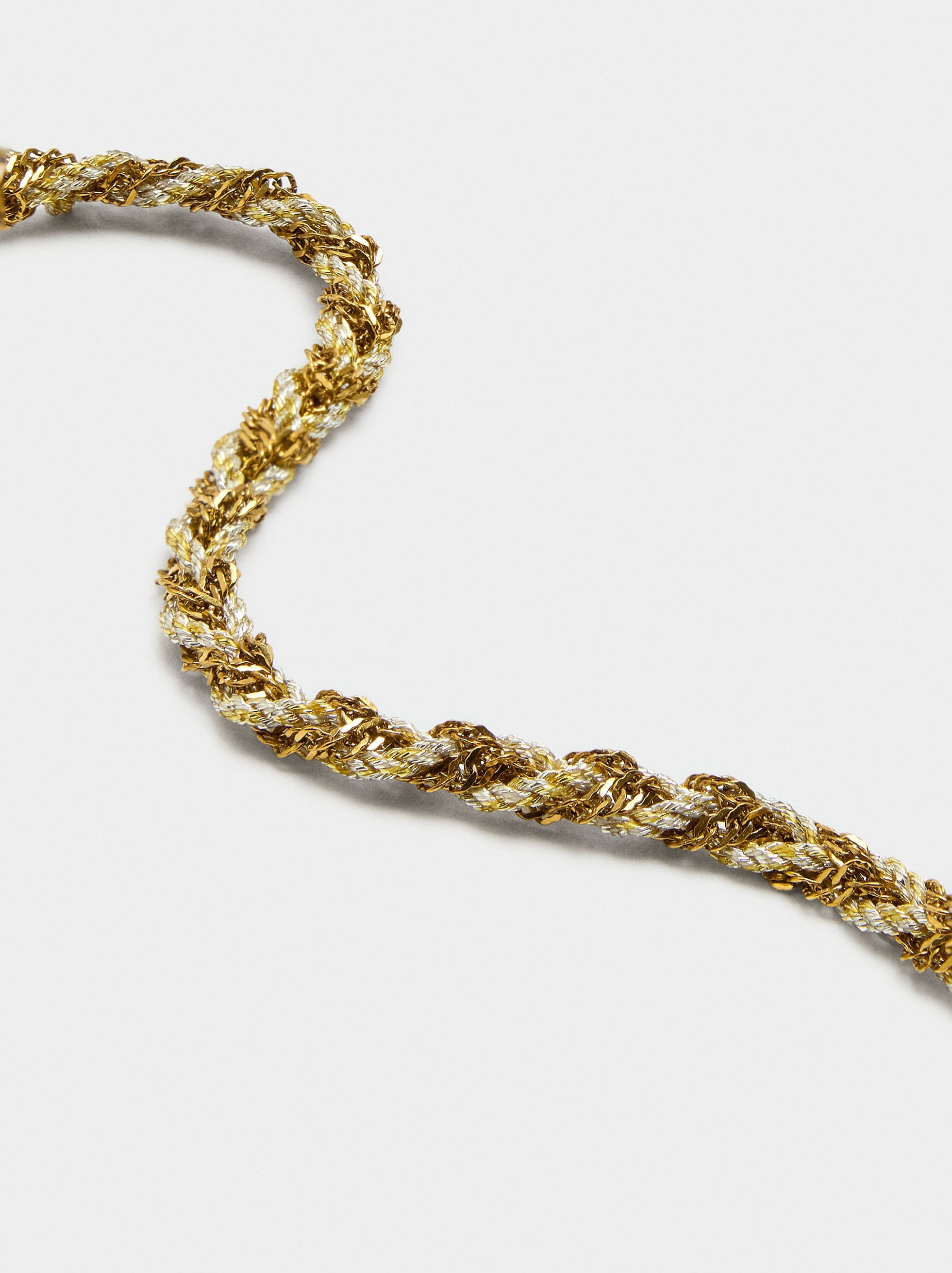 Pulsera Entrelazada Con Eslabones Y Cordón