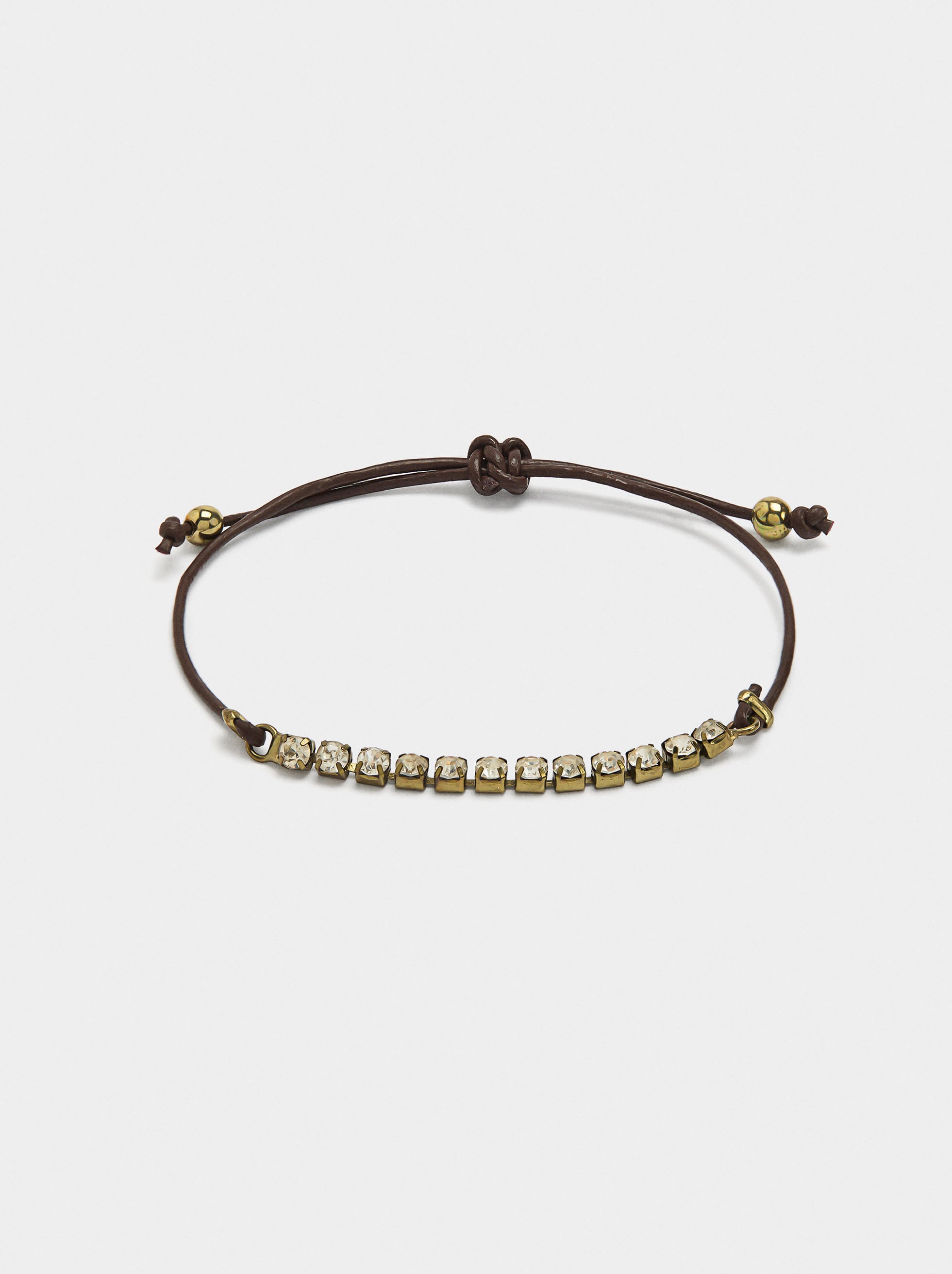 Pulsera Cordón De Piel Con Cristales