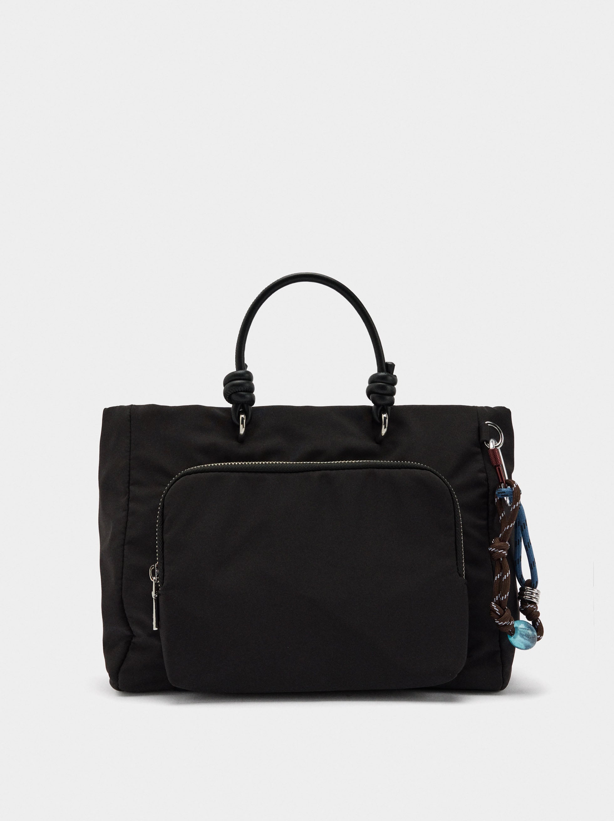 Bolso Tote De Nylon Con Colgante M