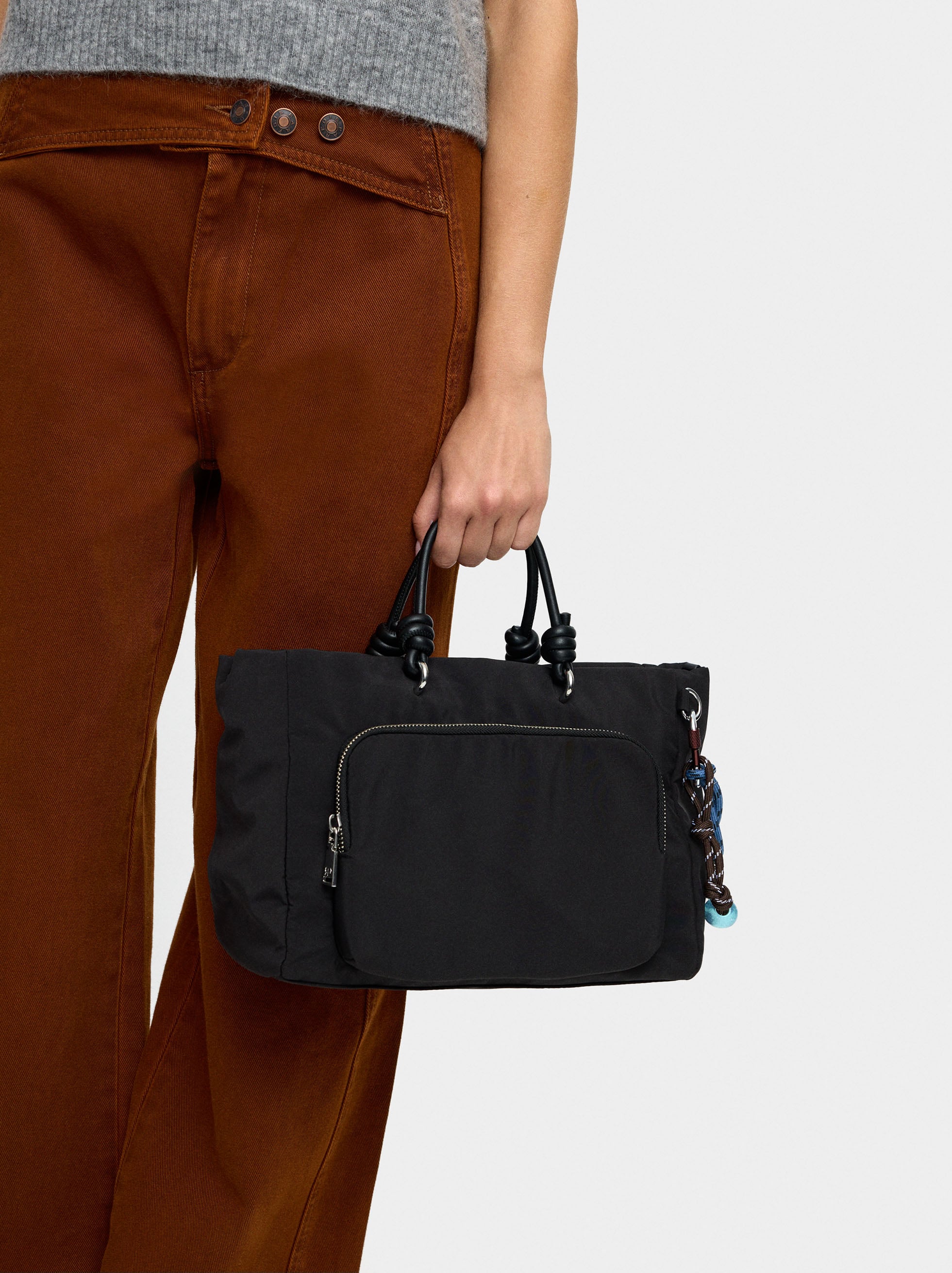 Bolso Tote De Nylon Con Colgante M