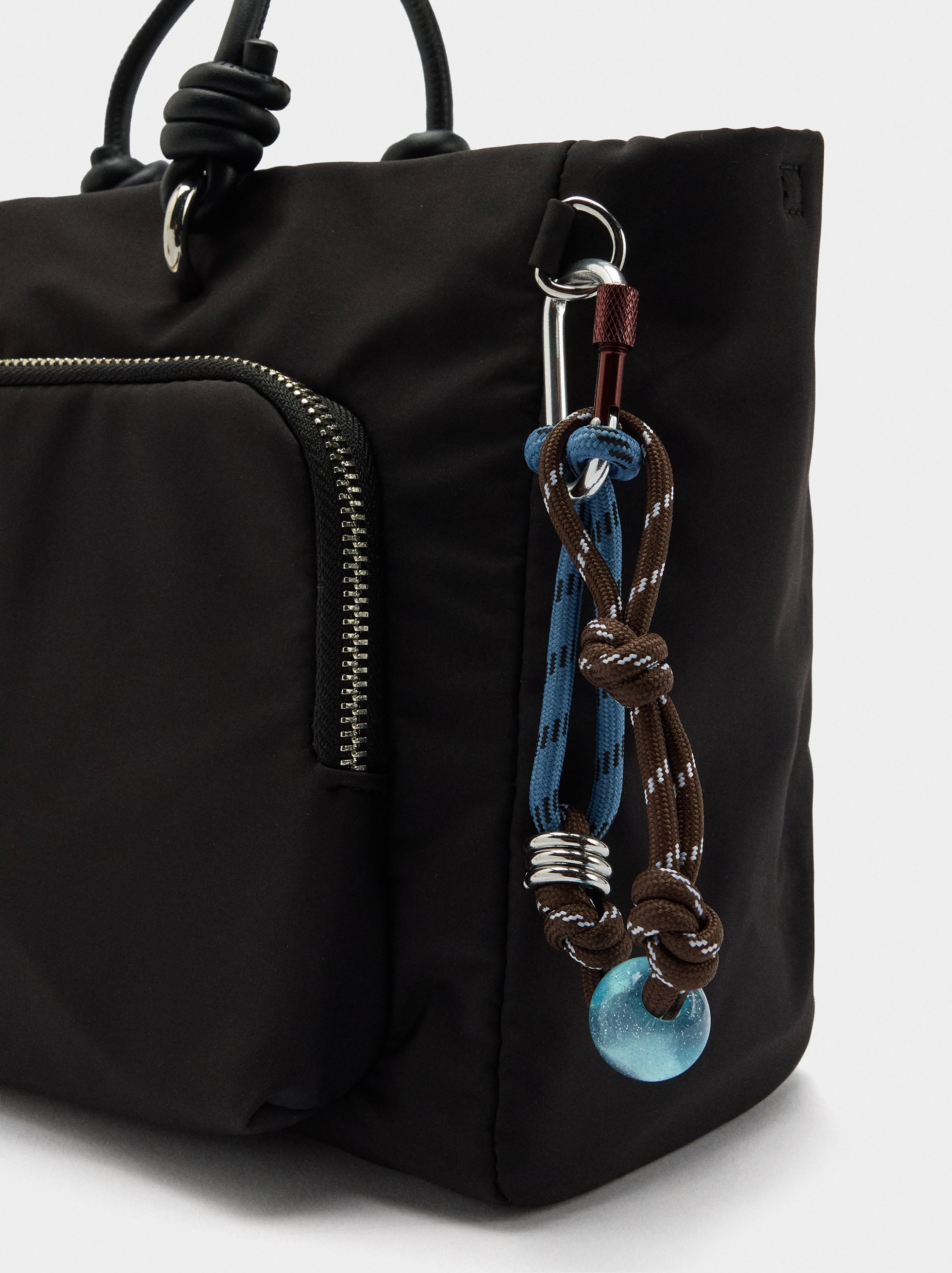 Bolso Tote De Nylon Con Colgante M