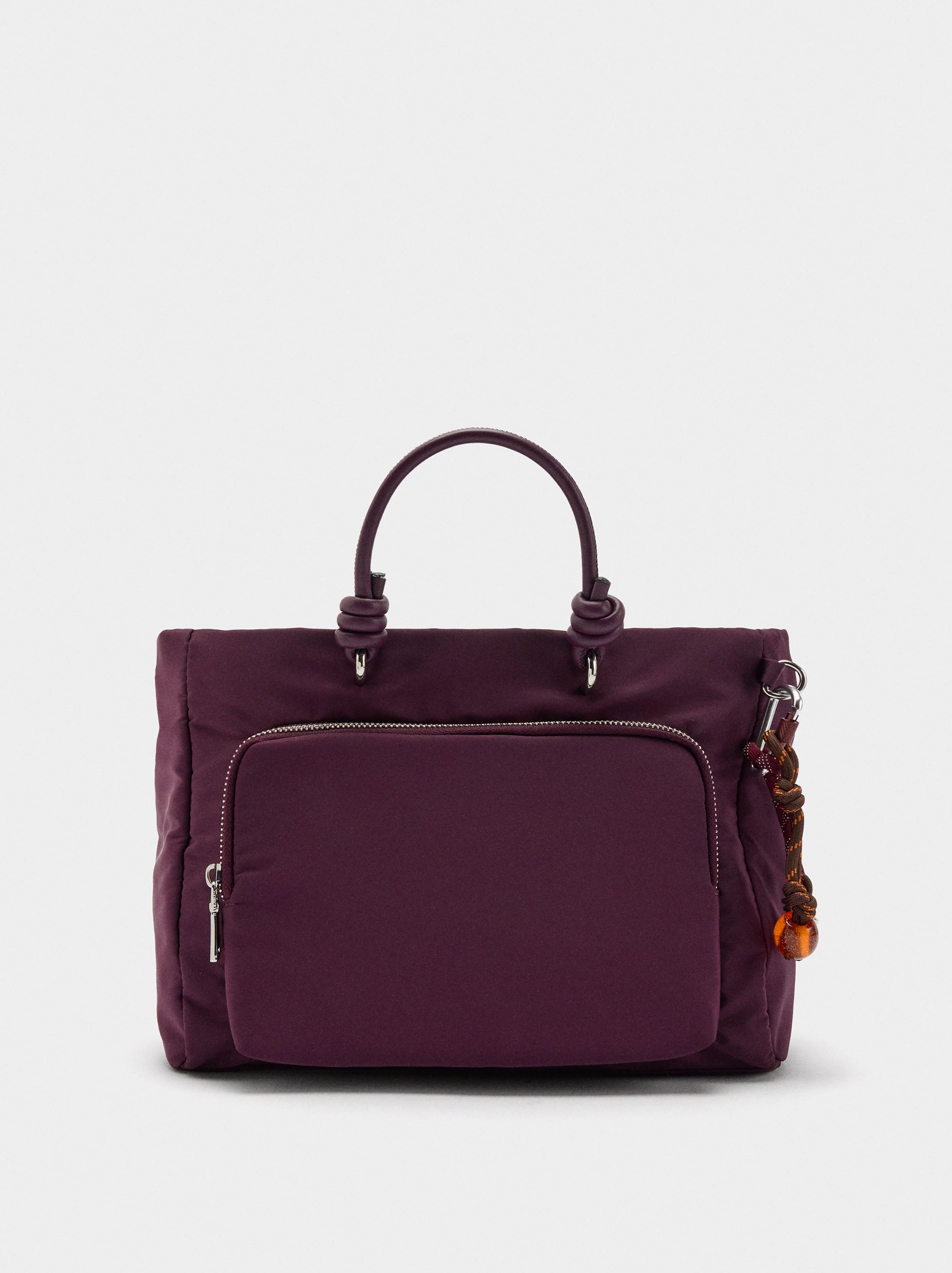 Bolso Tote De Nylon Con Colgante M