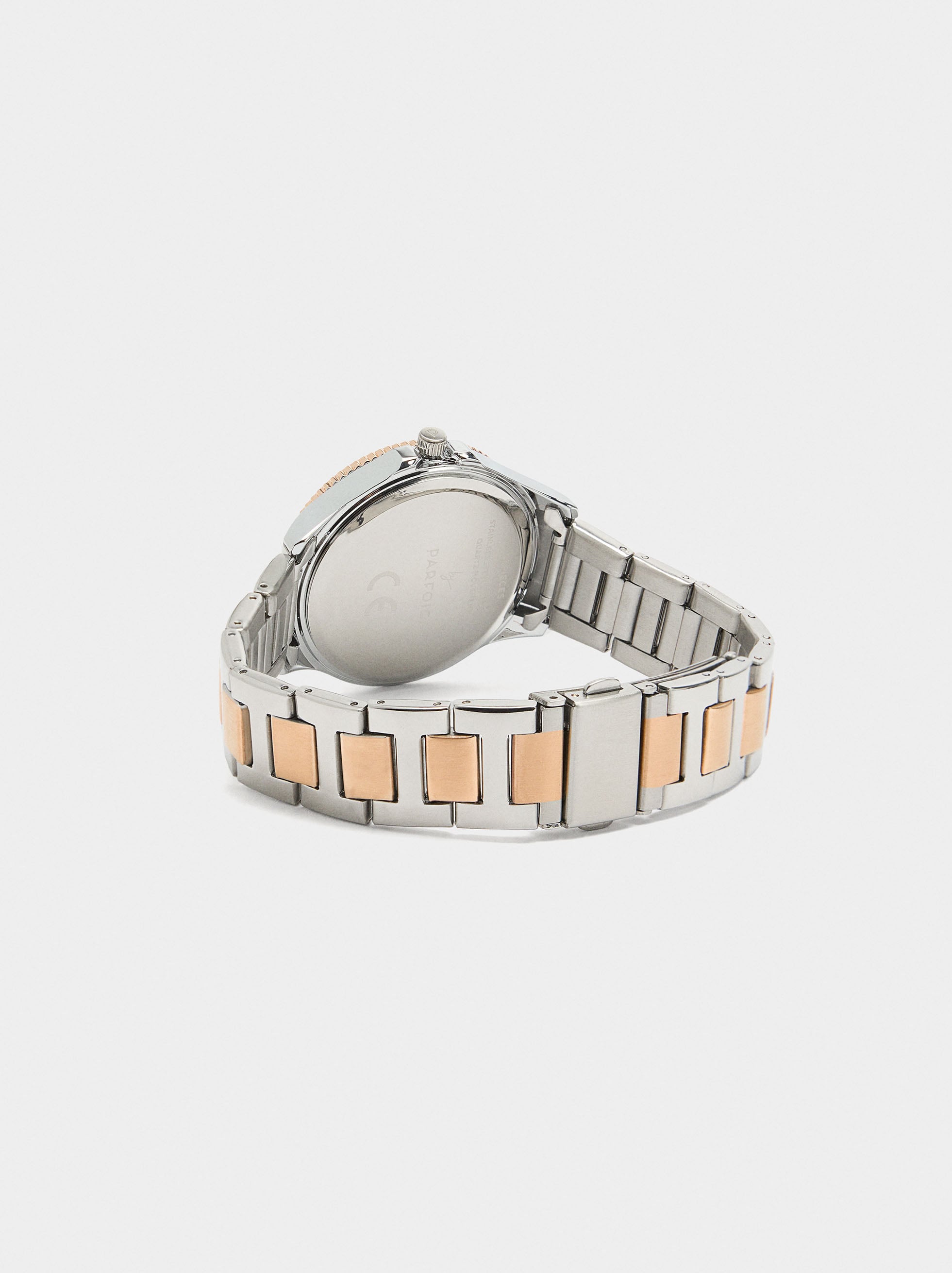 Reloj Bicolor Con Pulsera De Acero Inoxidable