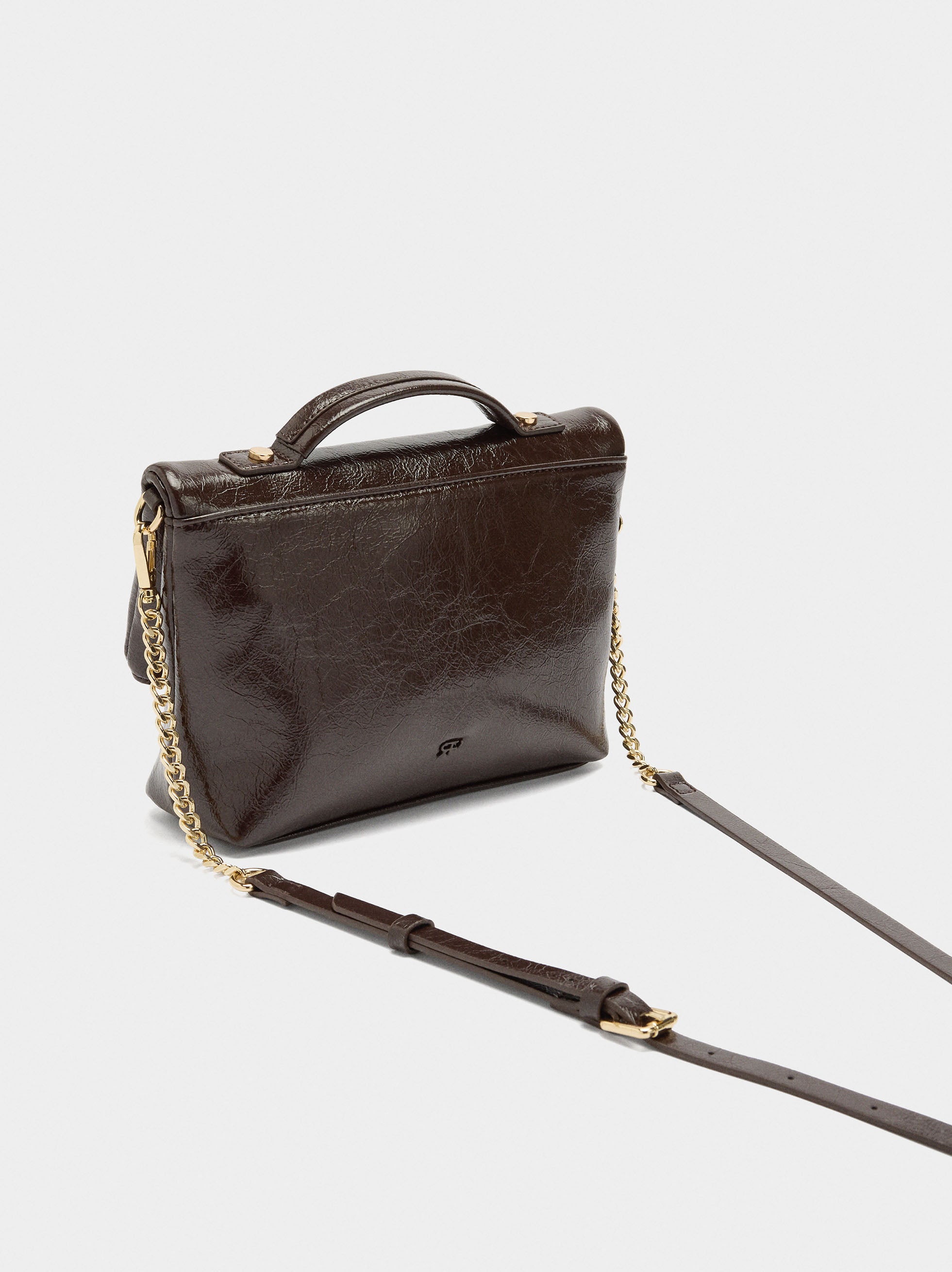 Bolso De Fiesta Con Solapa Efecto Craquelado