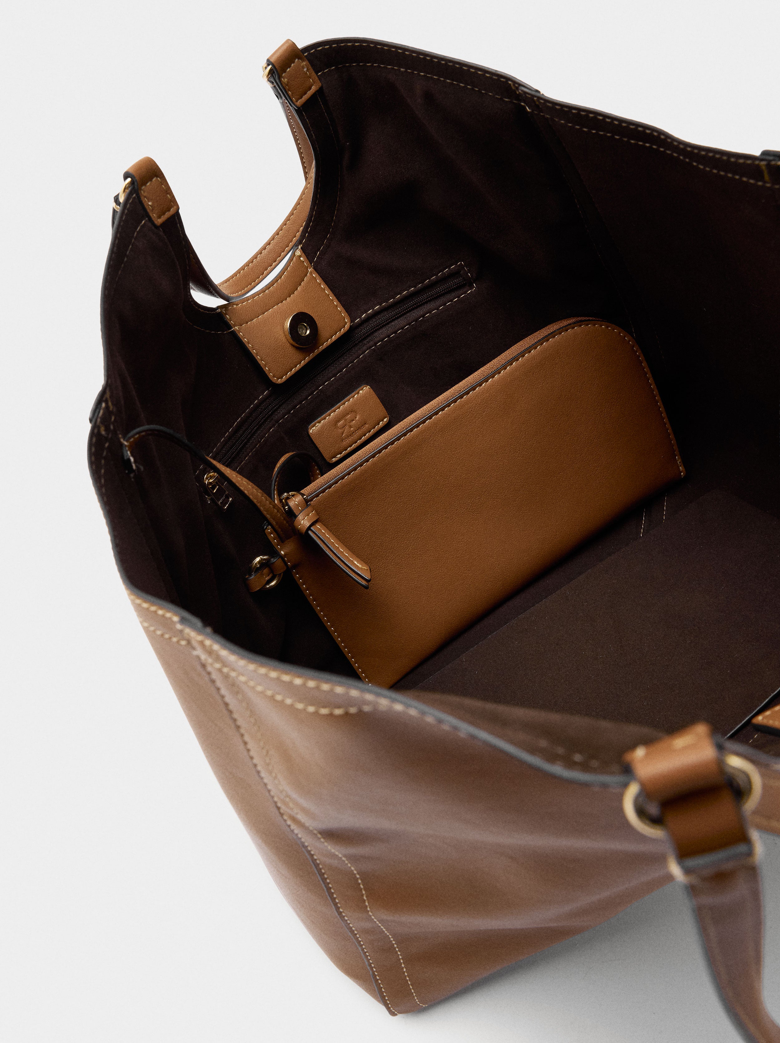 Bolso Shopper Liso Con Bolsa