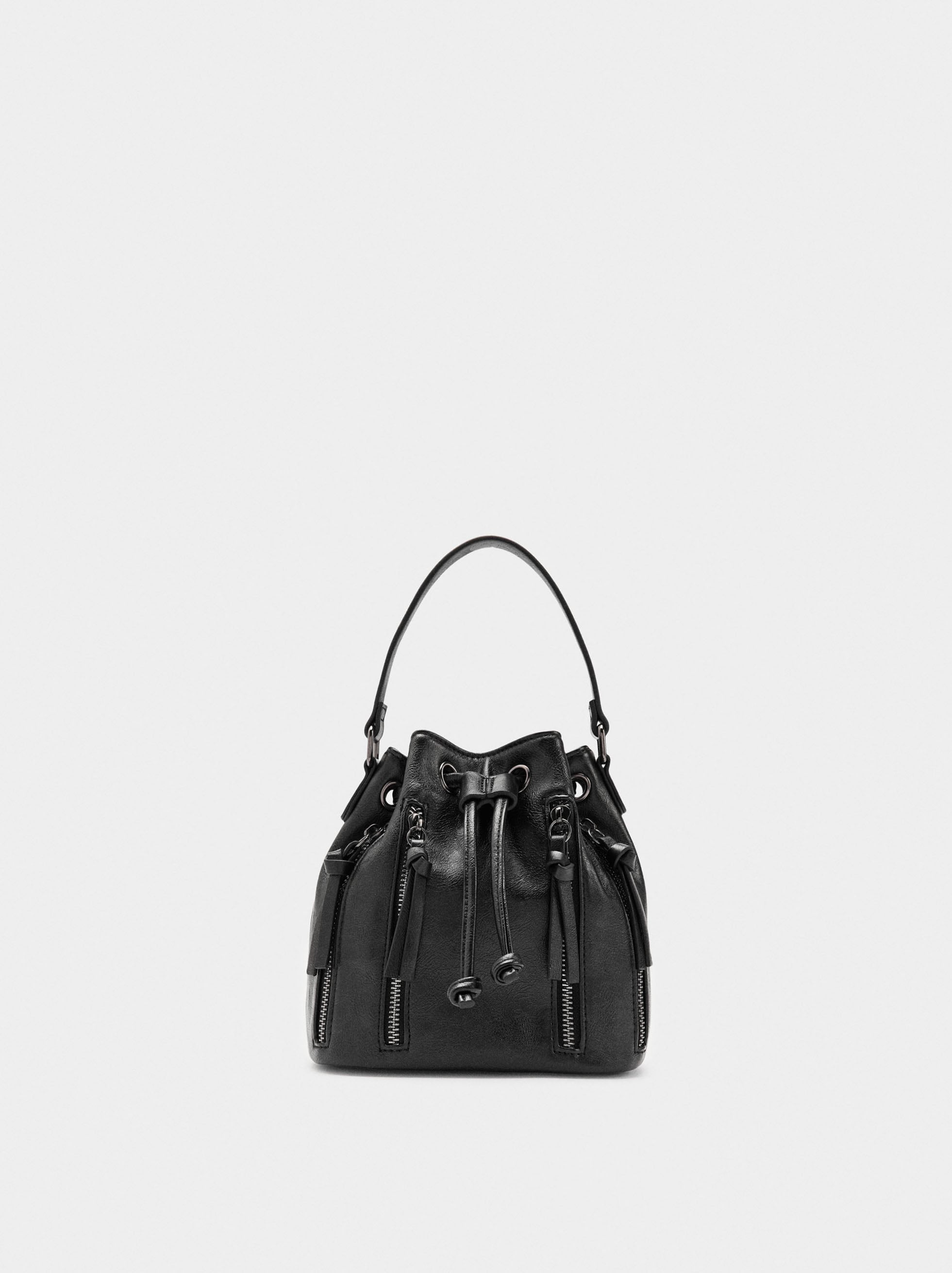 Bolso Bombonera Con Textura Y Cremalleras