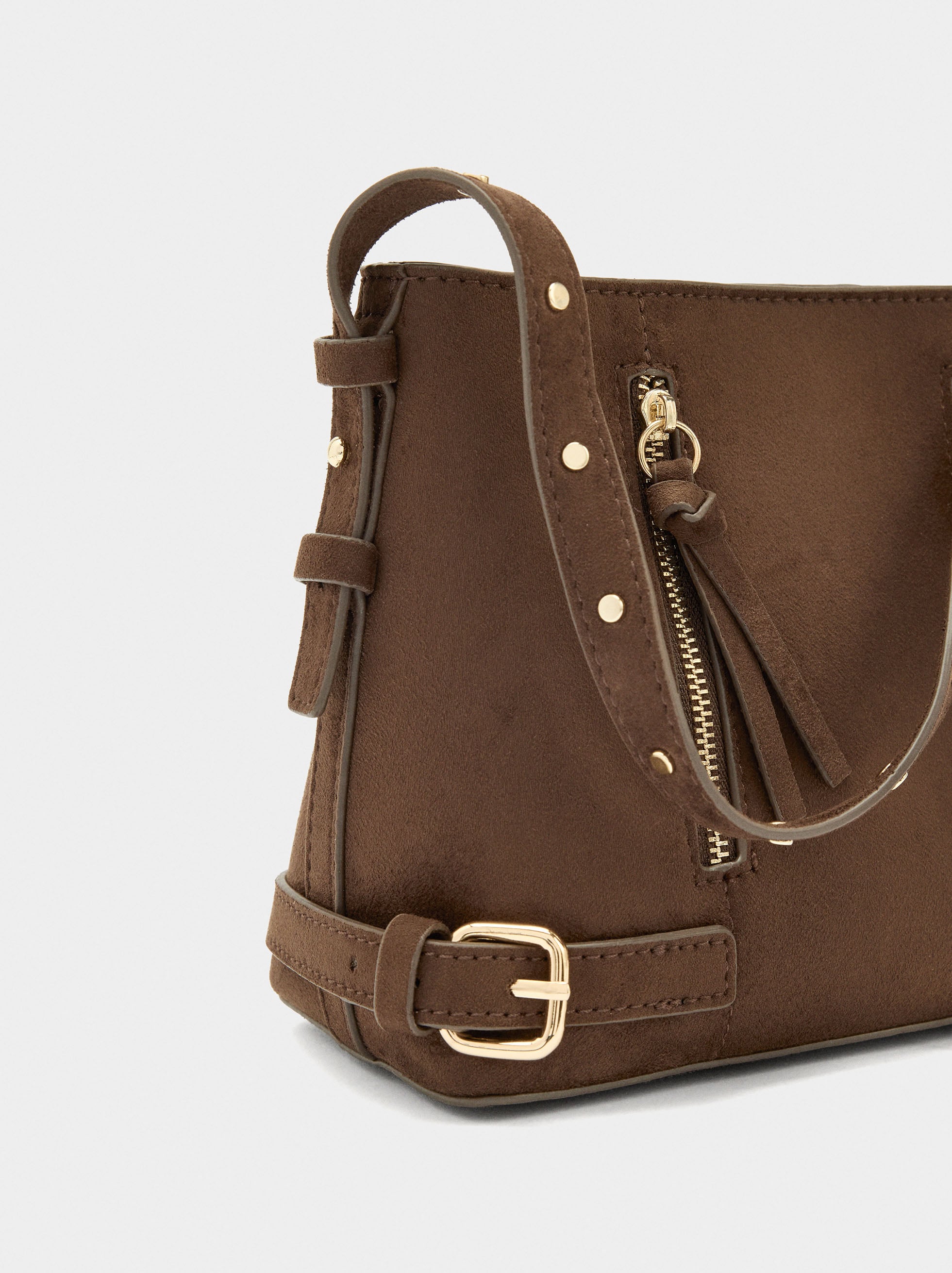 Bolso Bombonera Efecto Piel Con Hebillas