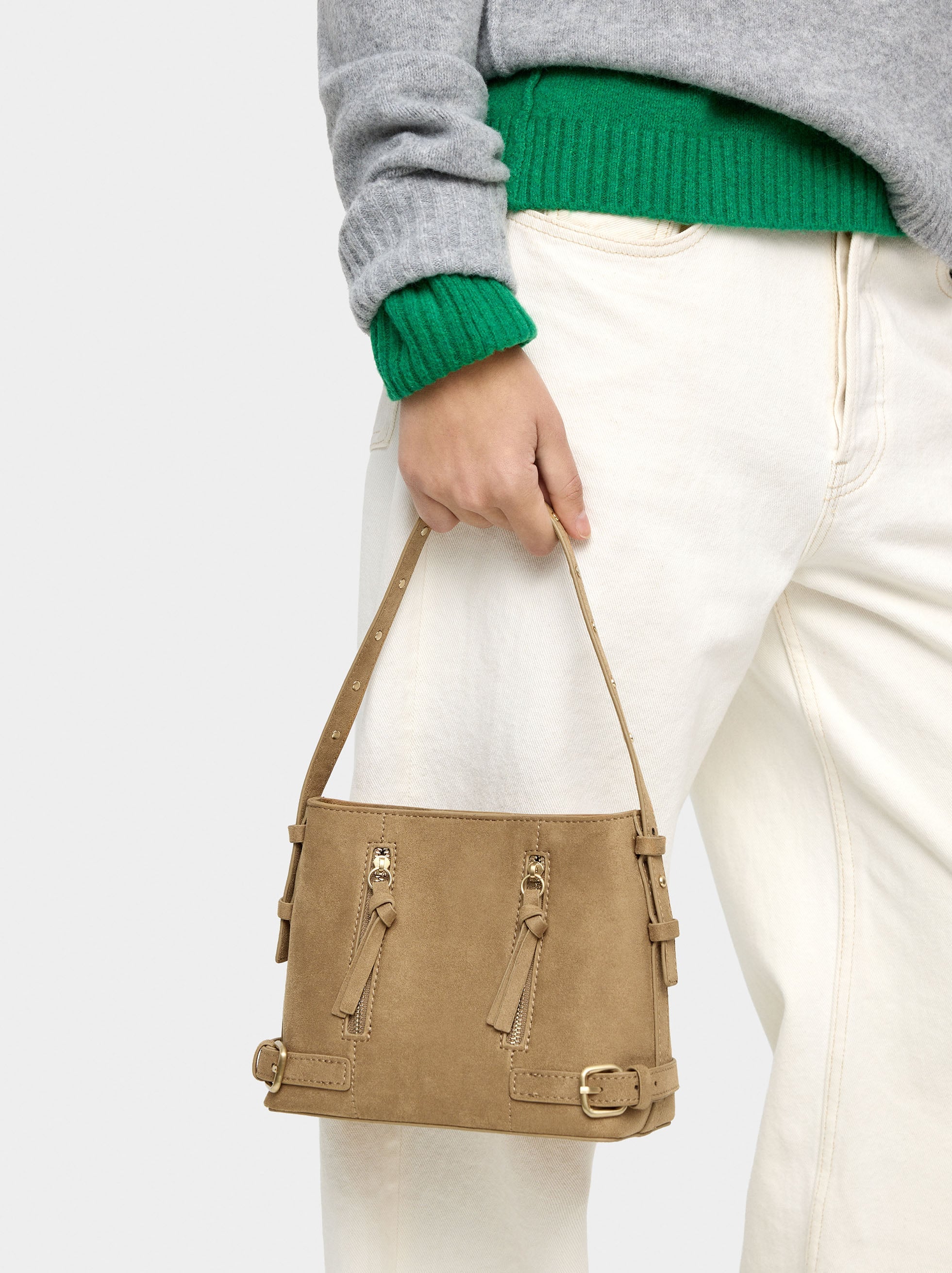 Bolso Bombonera Efecto Piel Con Hebillas