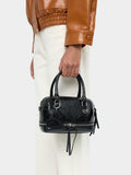 Bolso Tote Efecto Craquelado Con Colgante