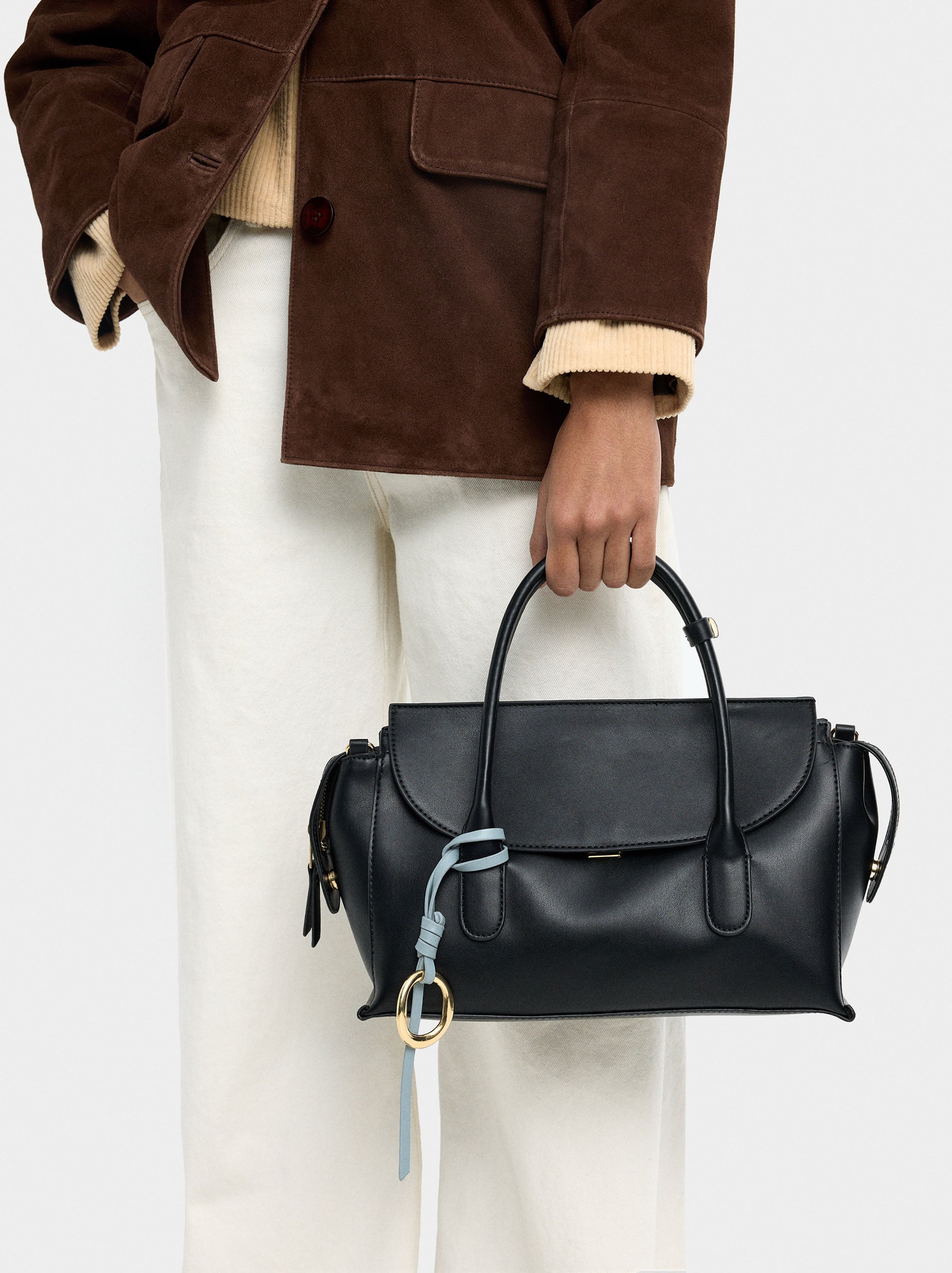 Bolso Tote Liso Con Solapa