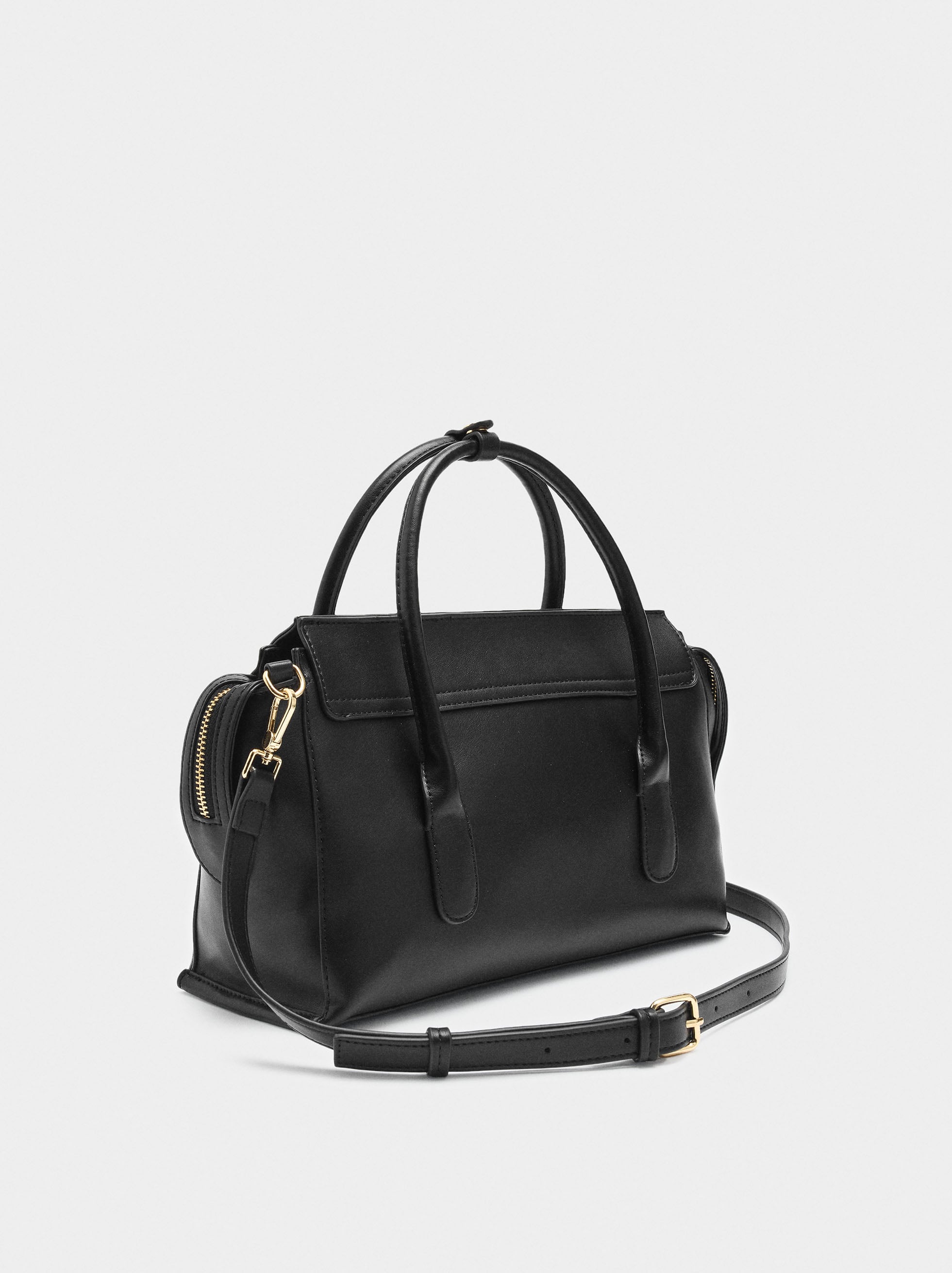 Bolso Tote Liso Con Solapa