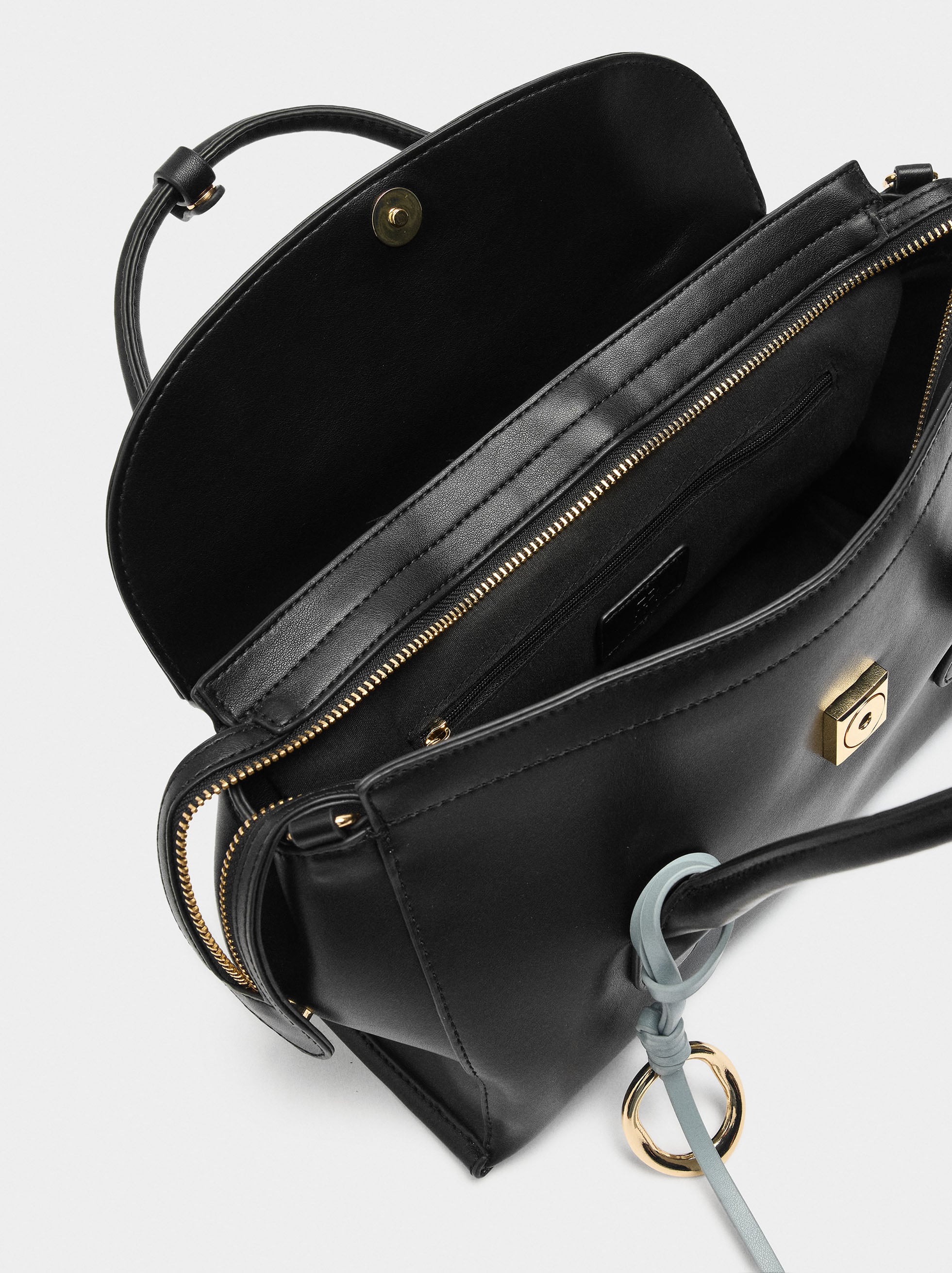 Bolso Tote Liso Con Solapa