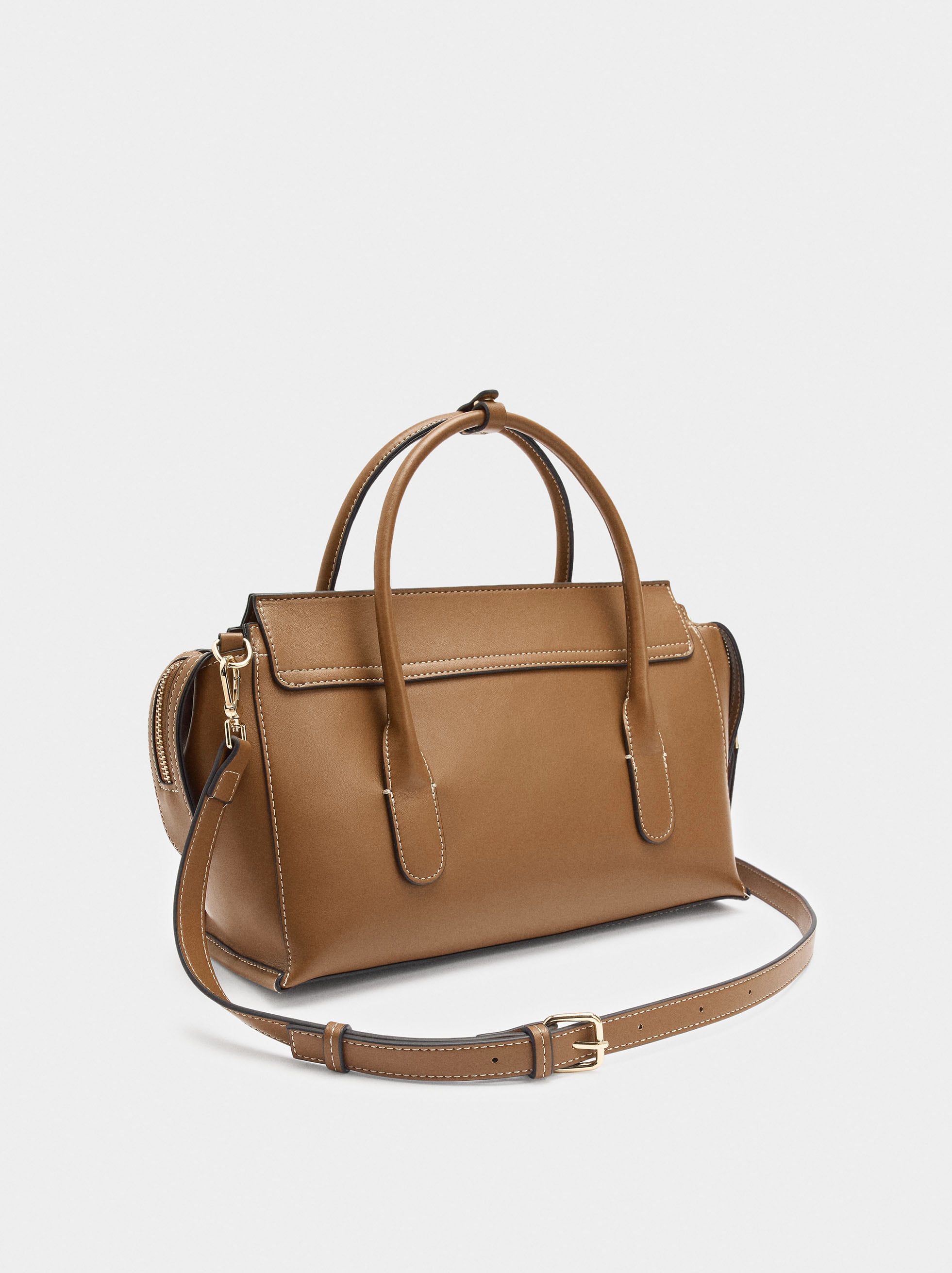Bolso Tote Liso Con Solapa