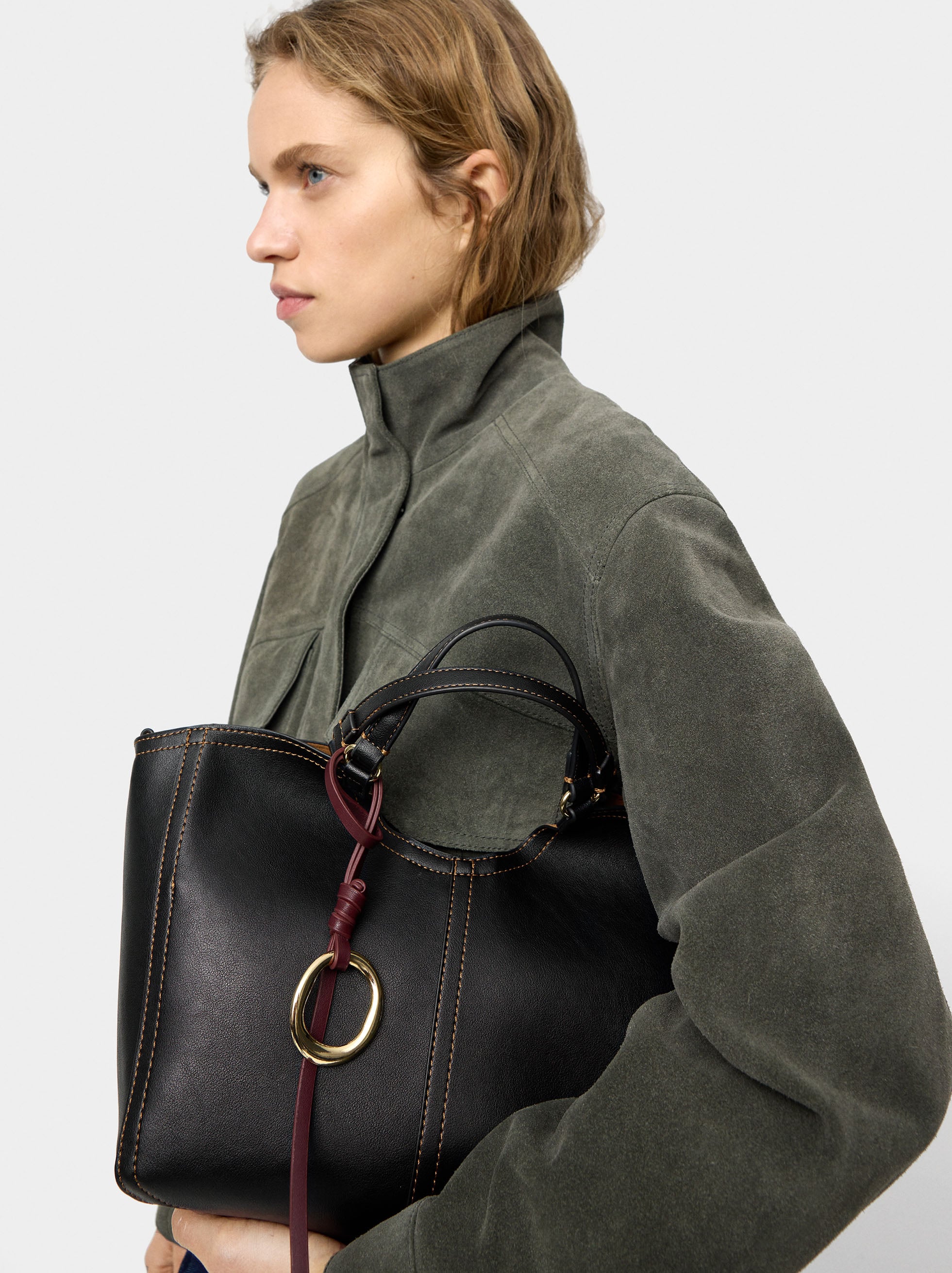 Bolso Tote Liso Con Cierre De Cremallera