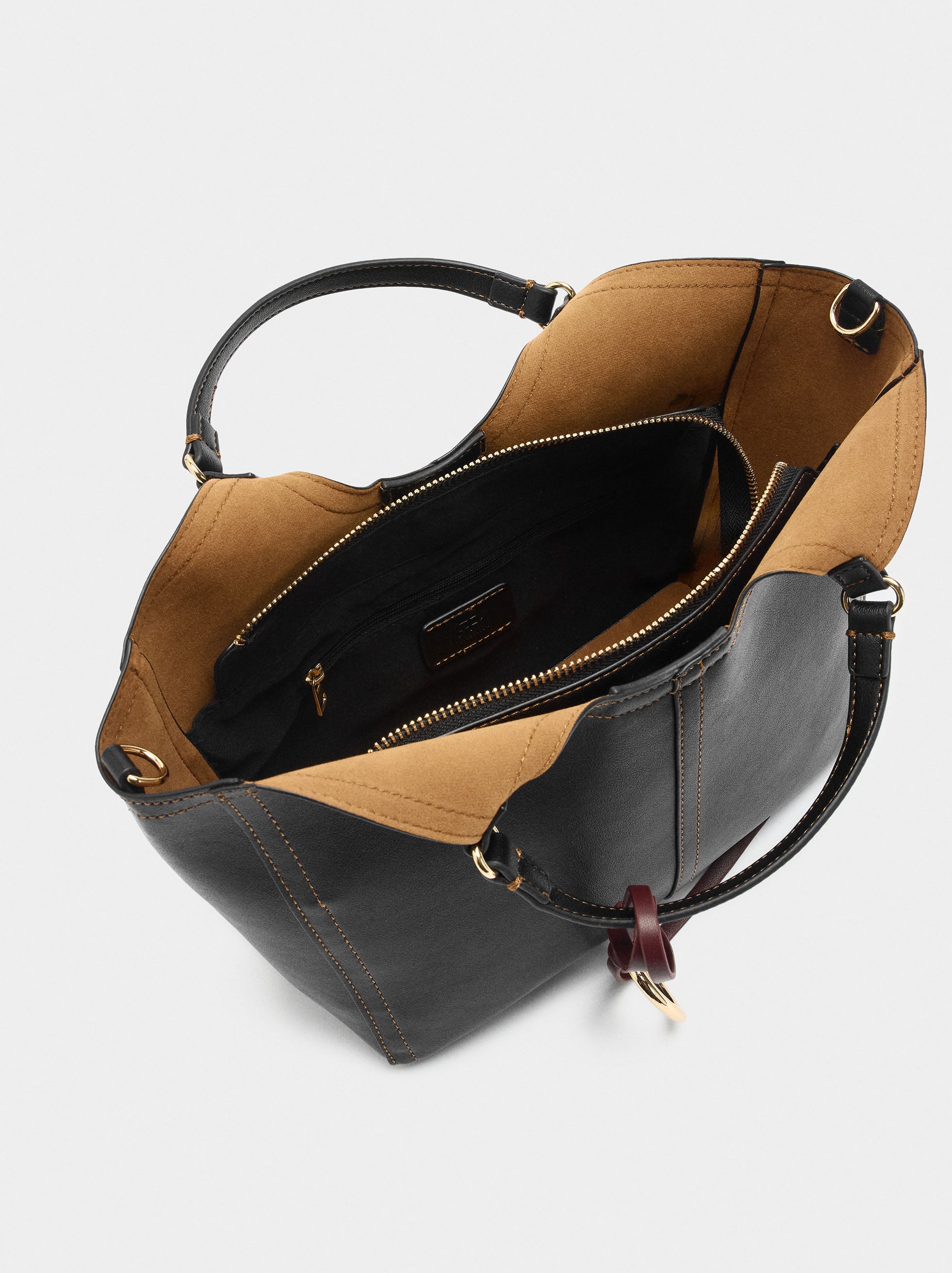 Bolso Tote Liso Con Cierre De Cremallera