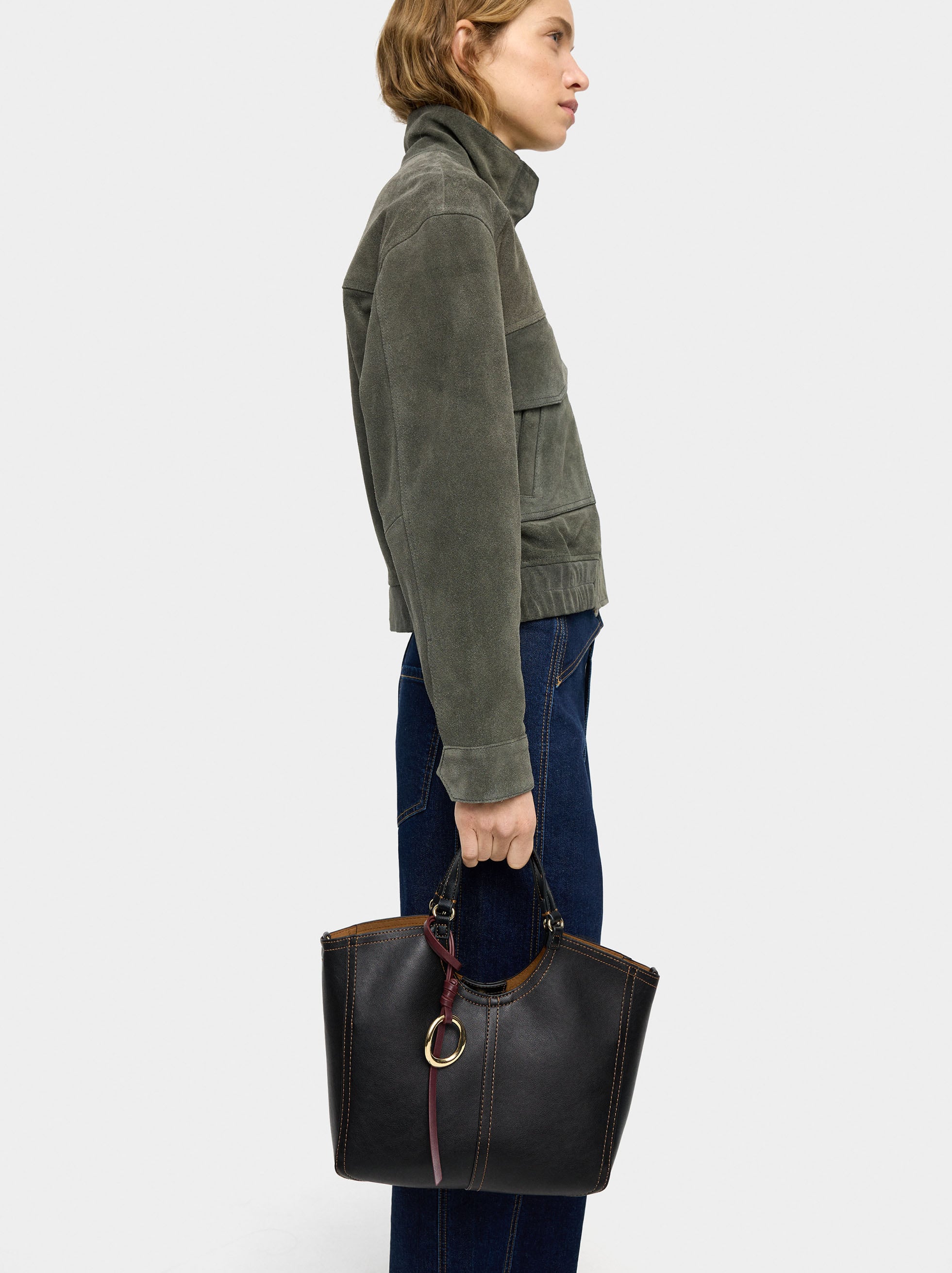 Bolso Tote Liso Con Cierre De Cremallera