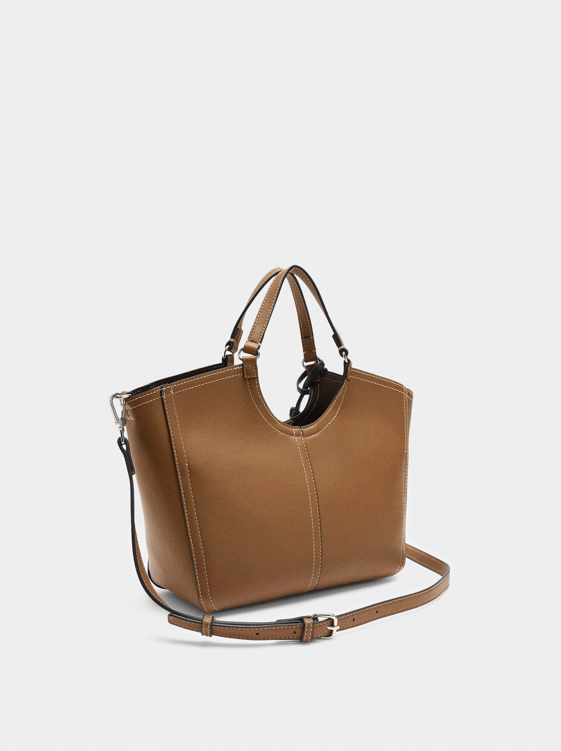 Bolso Tote Liso Con Cierre De Cremallera