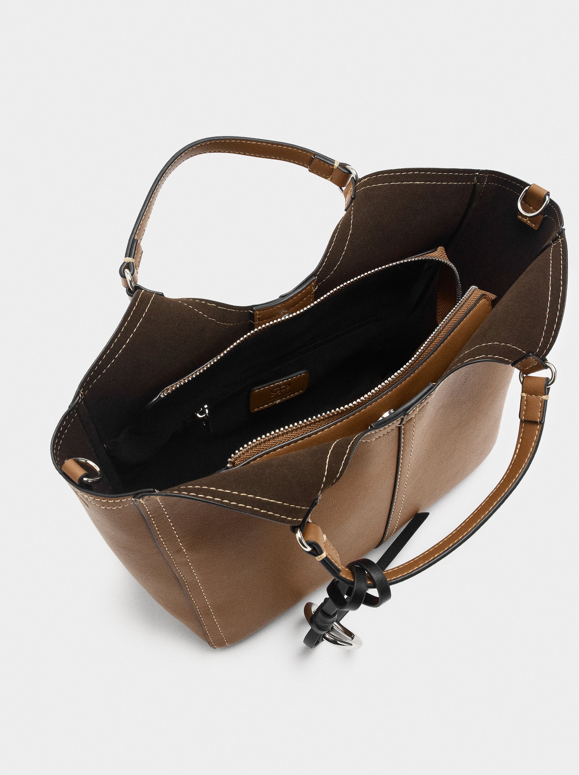 Bolso Tote Liso Con Cierre De Cremallera