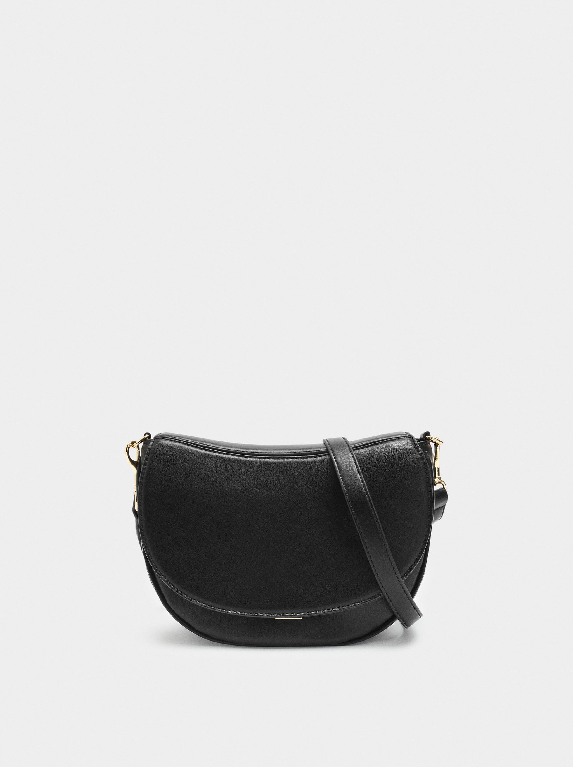 Bolso Bandolera Ovalado Con Solapa