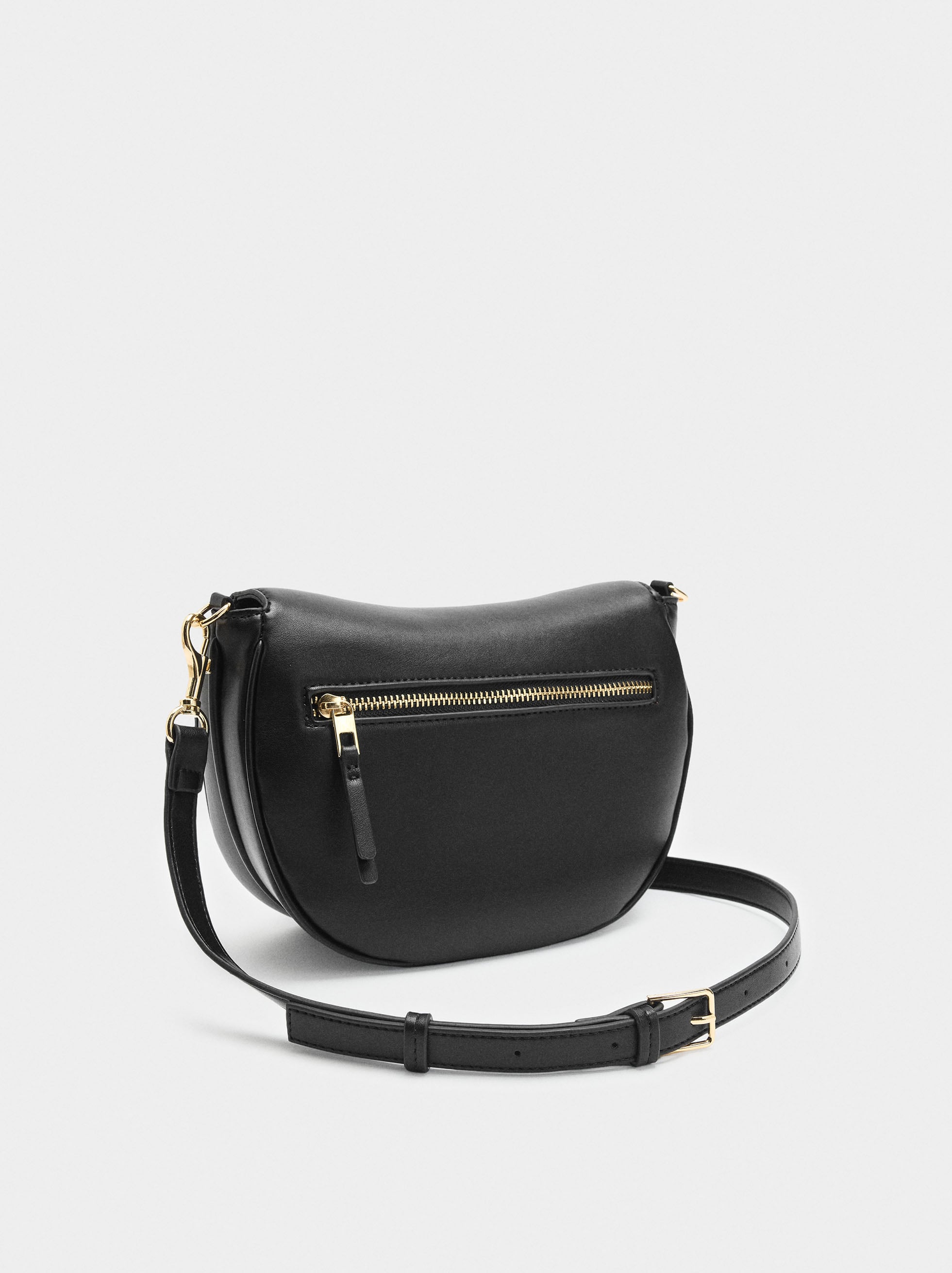 Bolso Bandolera Ovalado Con Solapa
