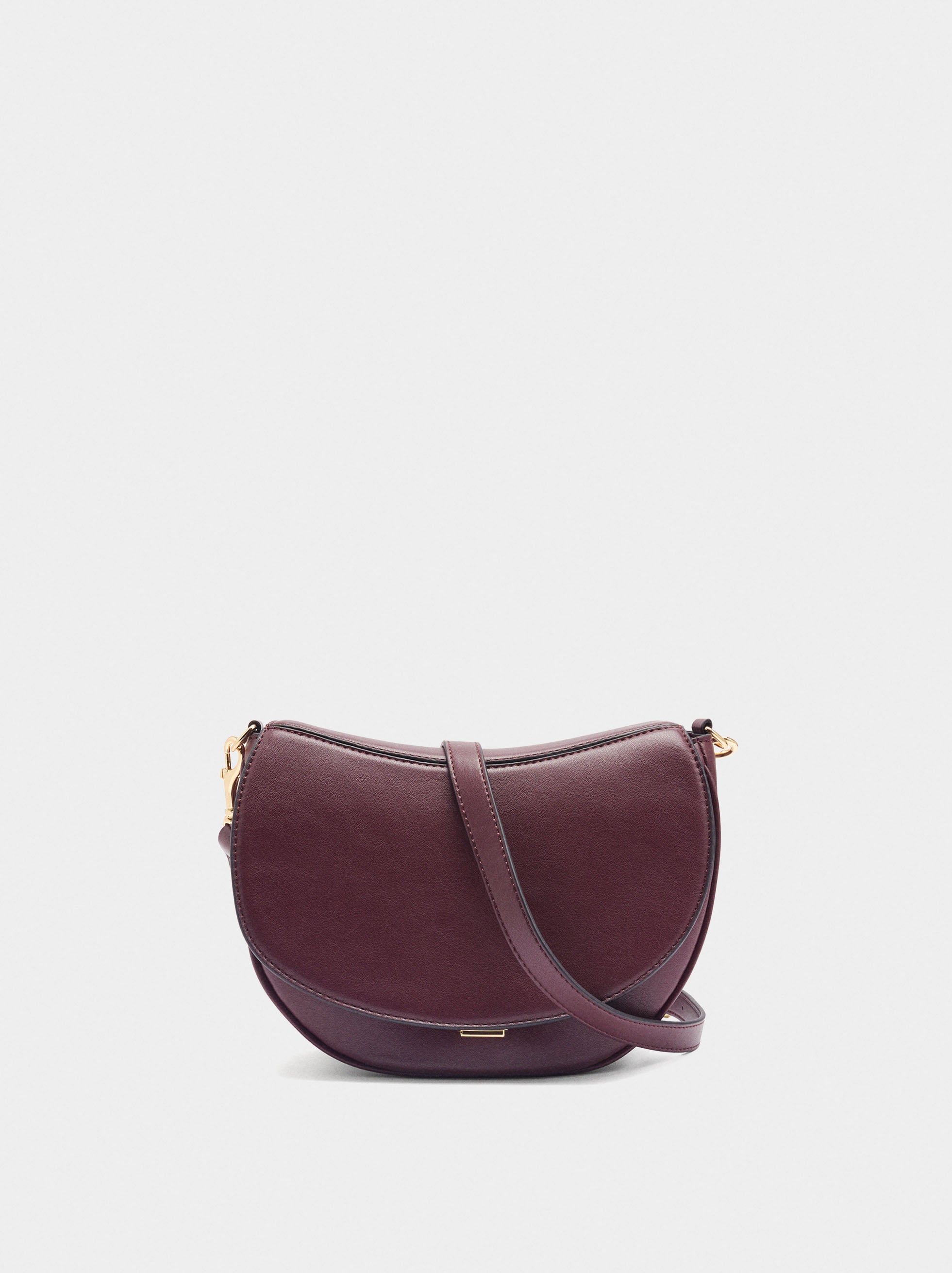 Bolso Bandolera Ovalado Con Solapa