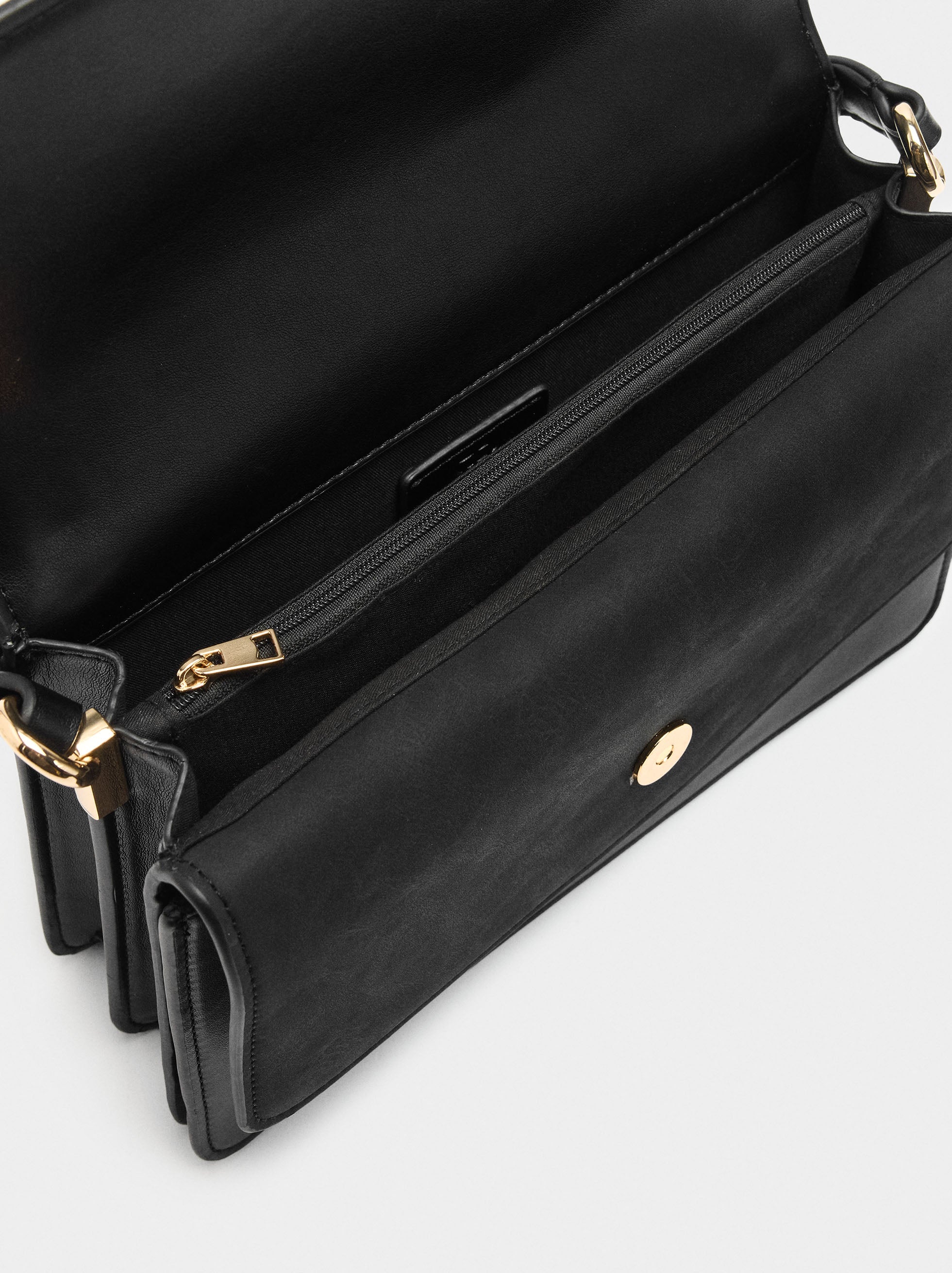 Bolso Bandolera Con Solapa Doble