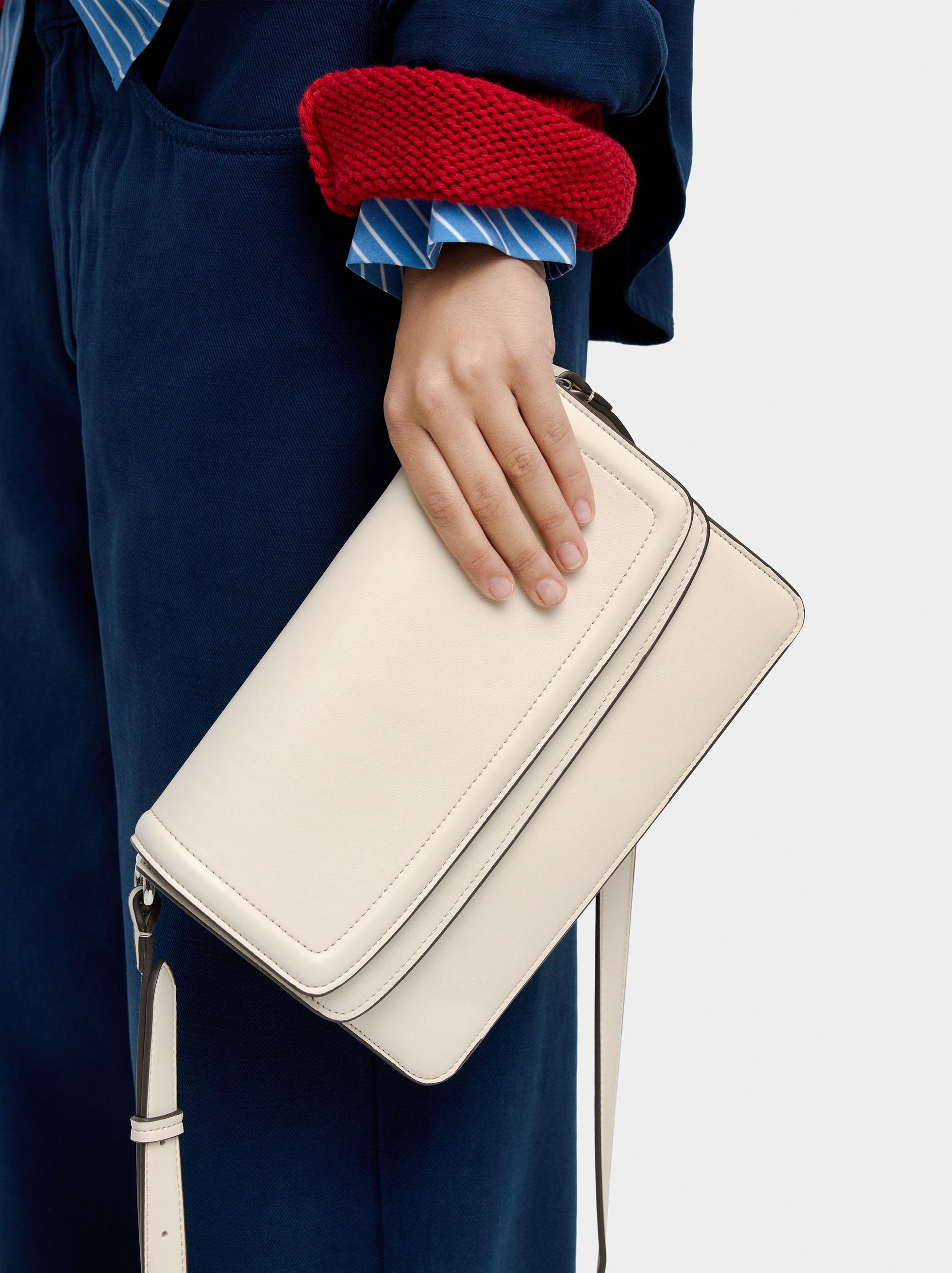 Bolso Bandolera Con Solapa Doble