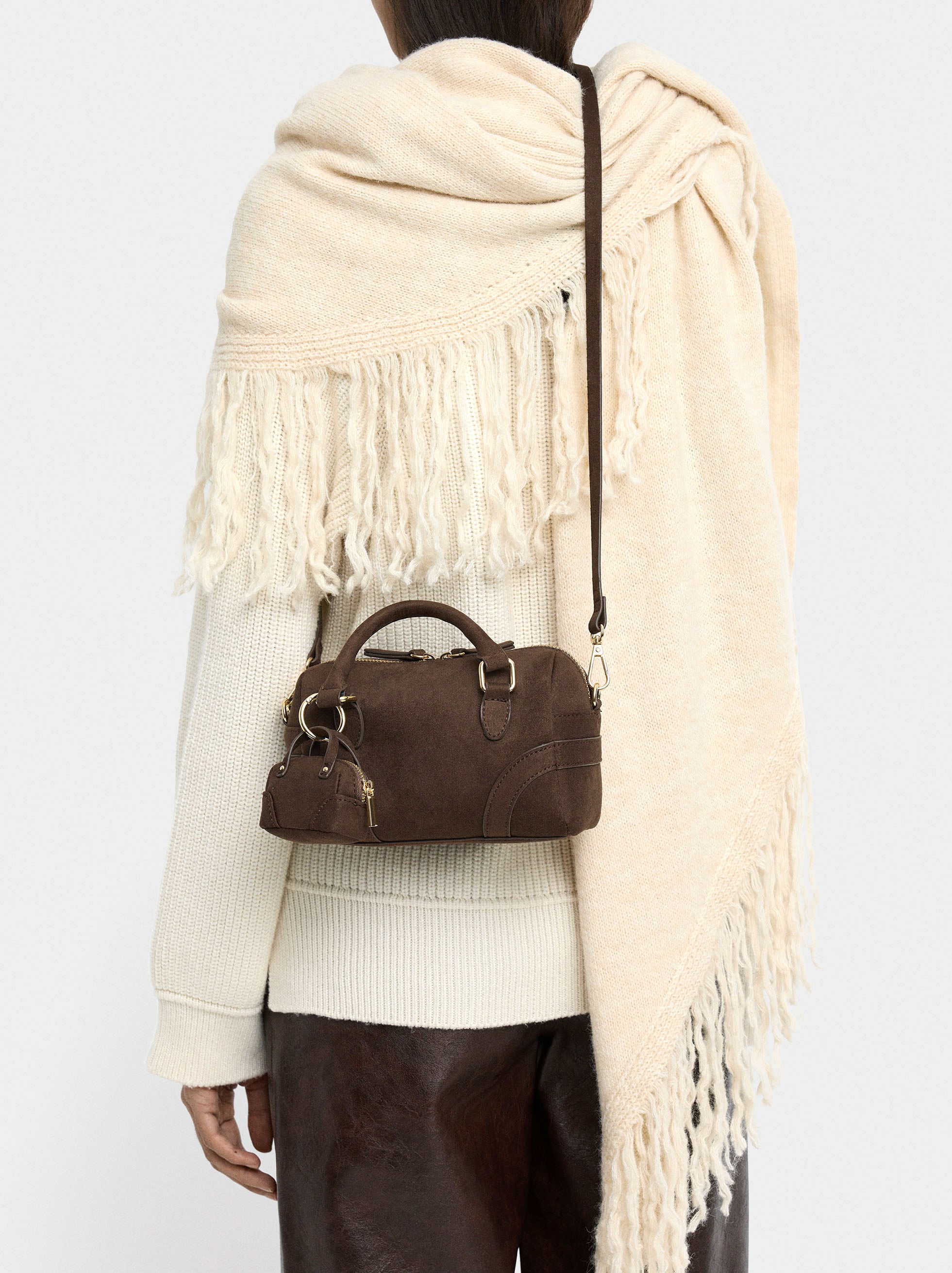 Bolso Tote Efecto Piel Con Colgante