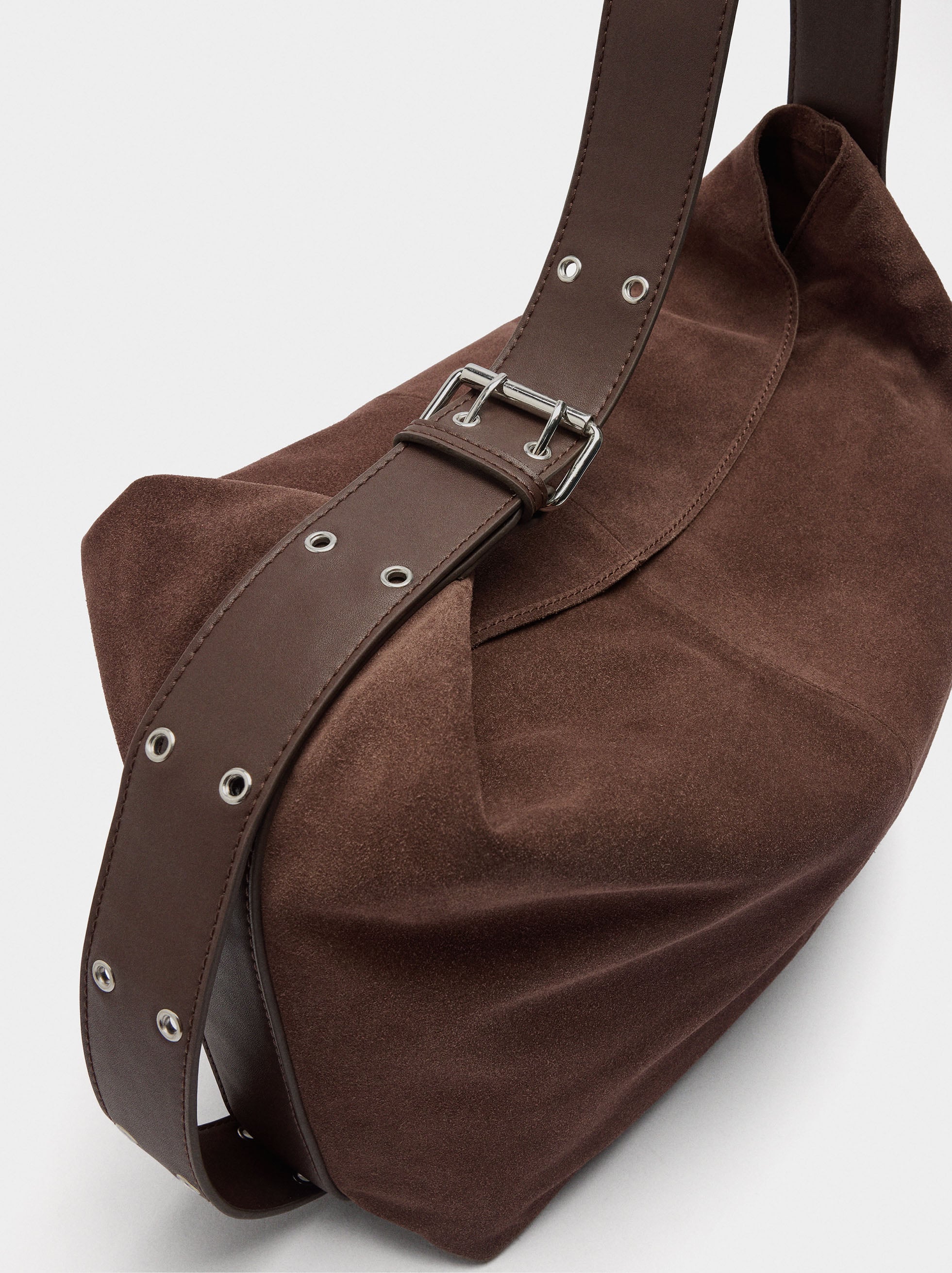 Bolso De Hombro De Piel Serraje L