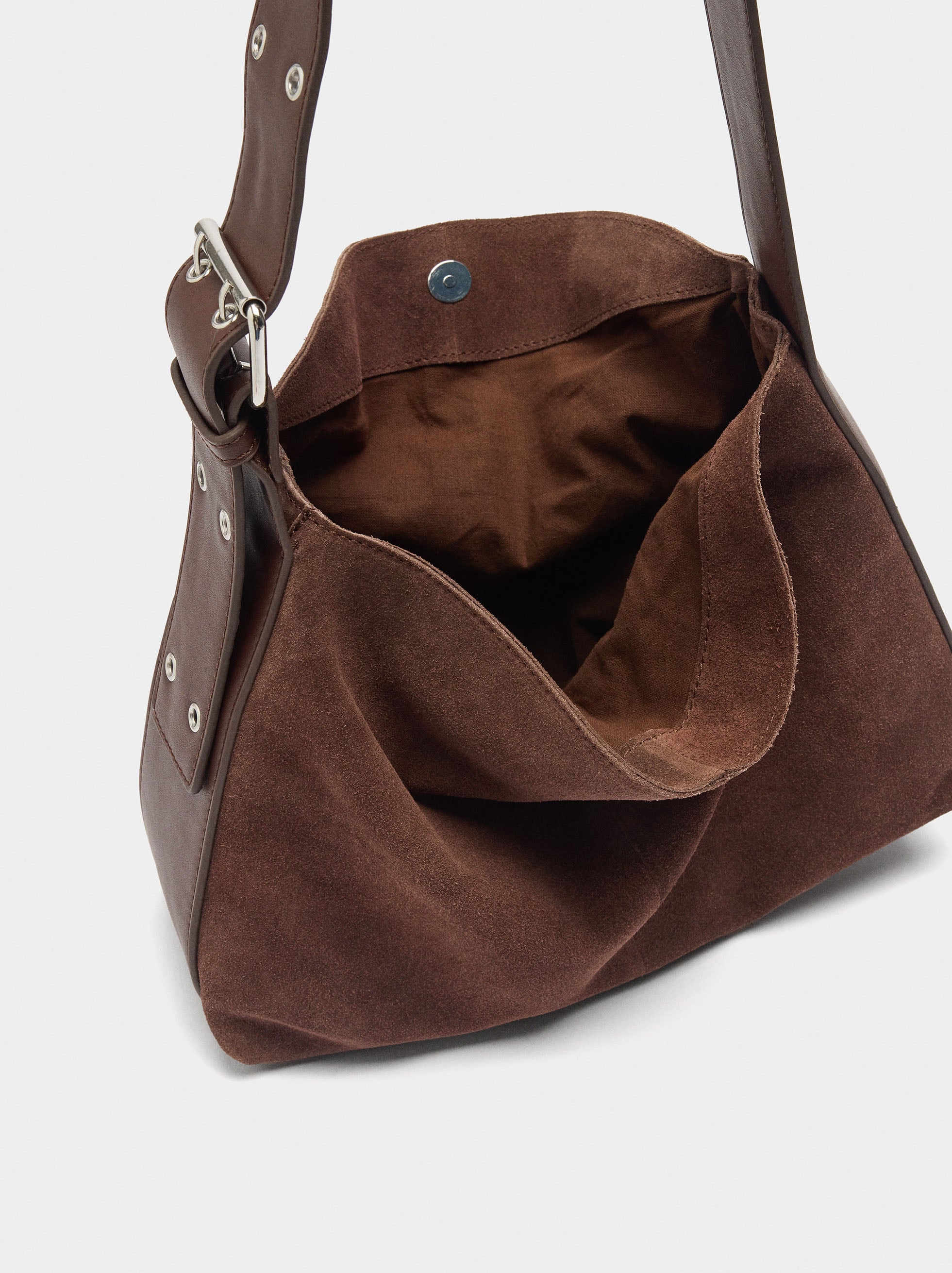 Bolso De Hombro De Piel Serraje M