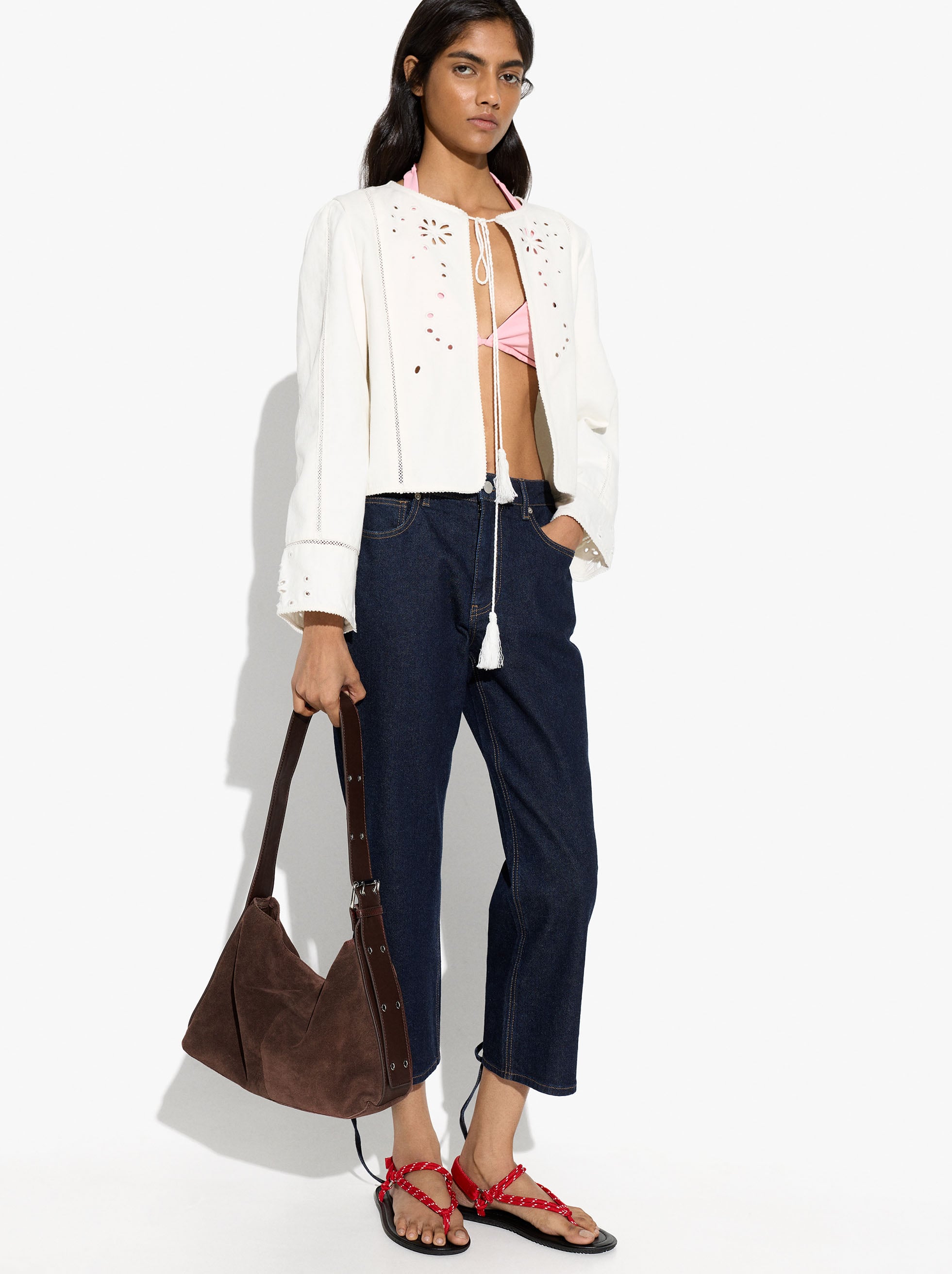 Bolso De Hombro De Piel Serraje M